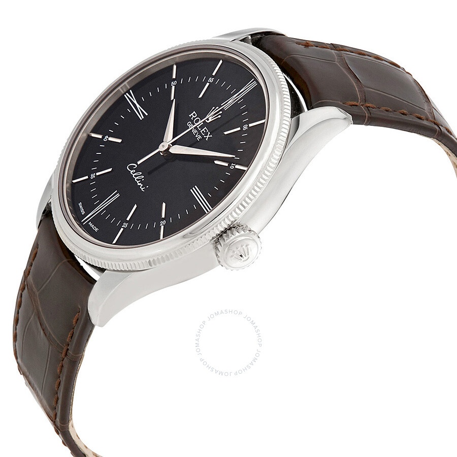Rolex Cellini Automatic Black Dial Brown Leather Men's Watch 50509BRSL - 2