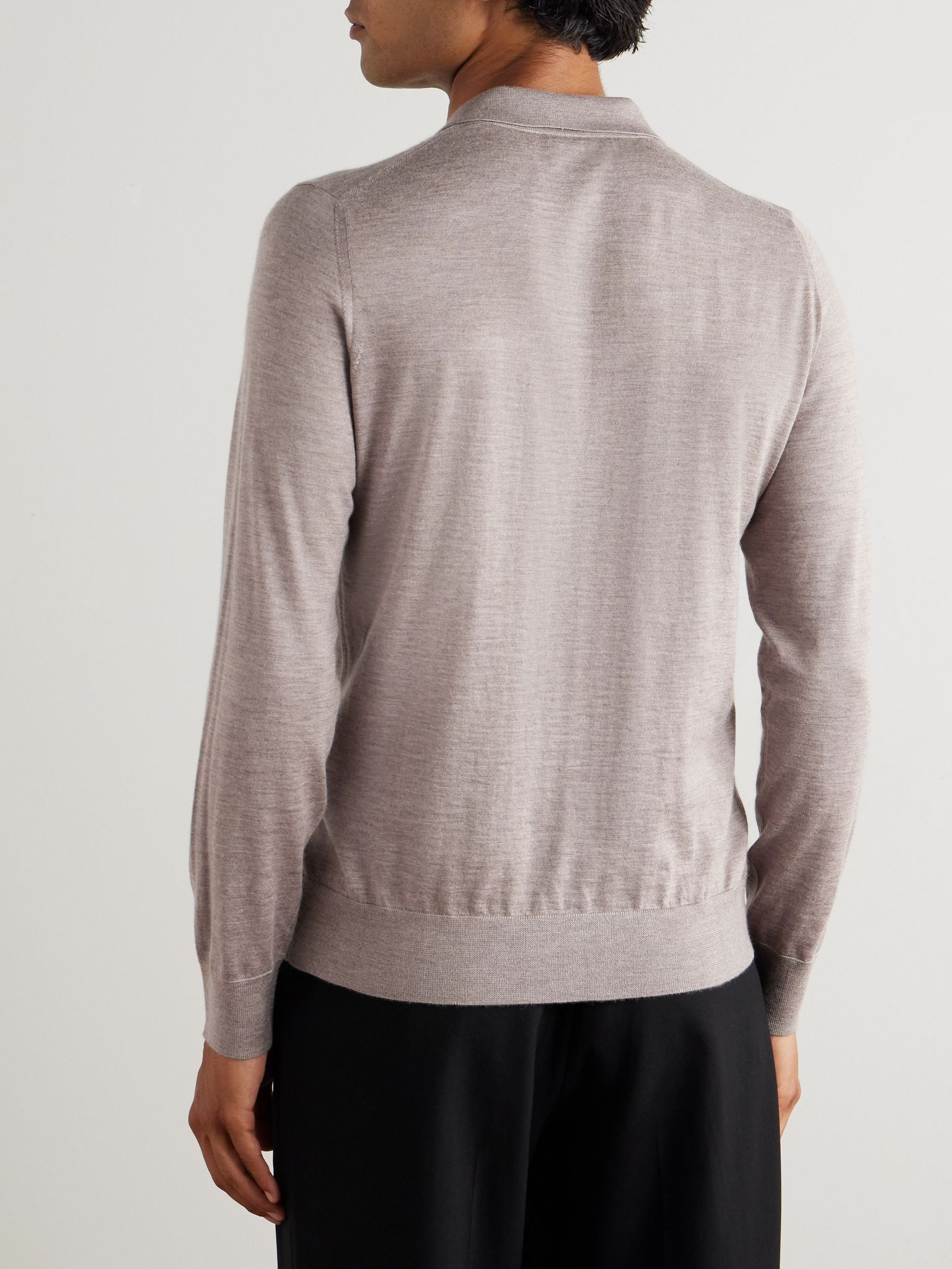 Cashmere and Silk-Blend Polo Shirt Beige - 4