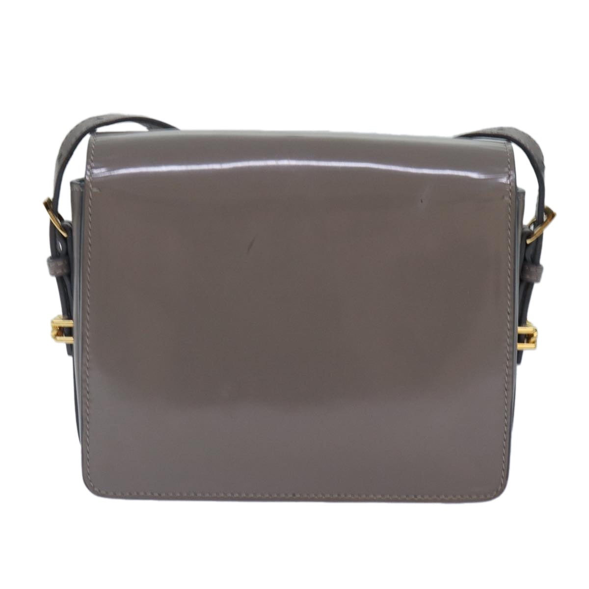 Burberry Shoulder Bag Patent Leather Gray Gold - 3