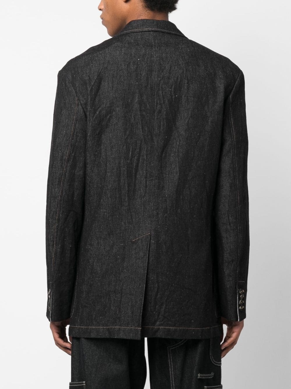 patch-pockets denim blazer - 4