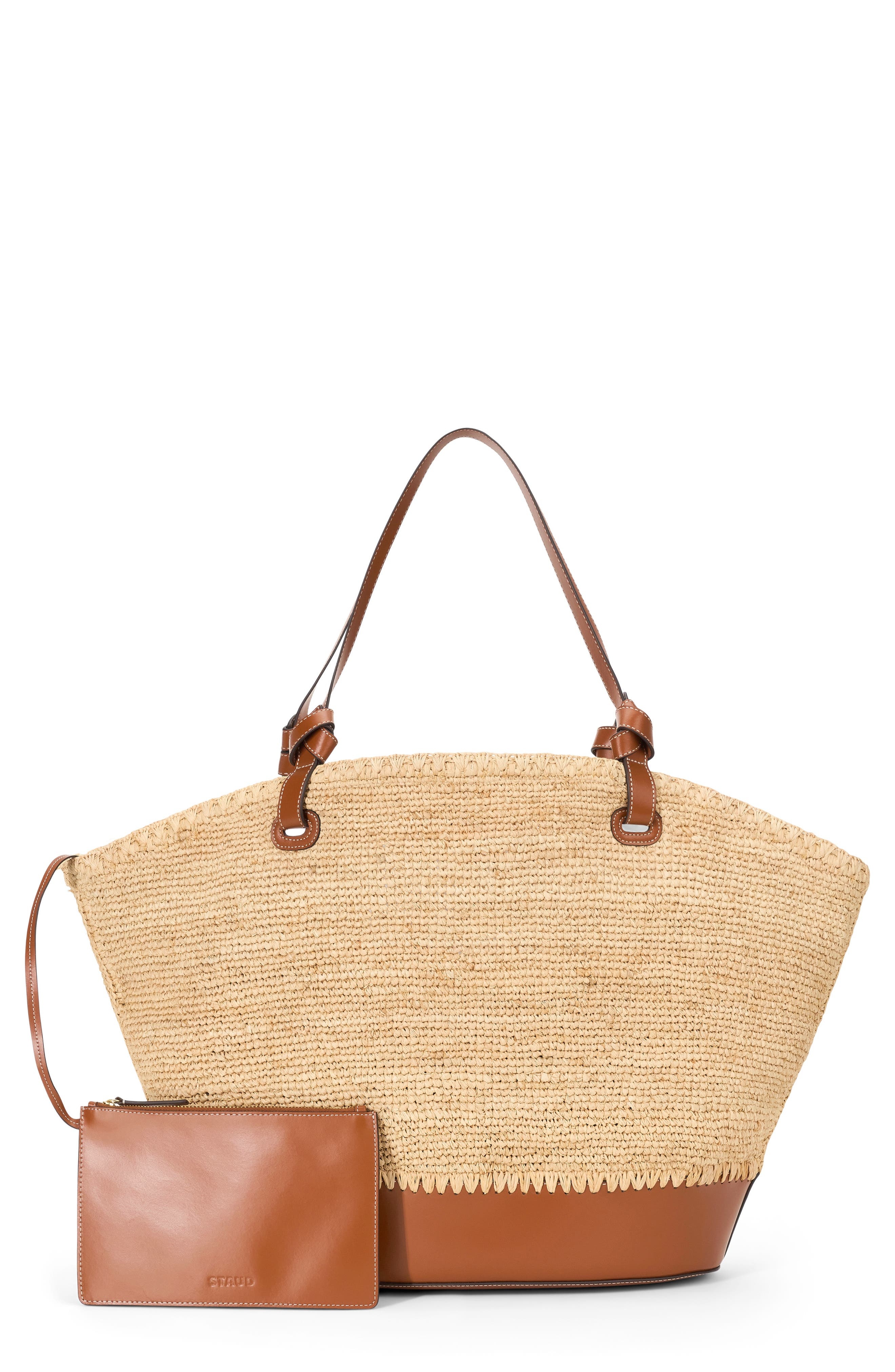 STAUD Squillo Raffia Tote in Natural/Tan at Nordstrom - 1