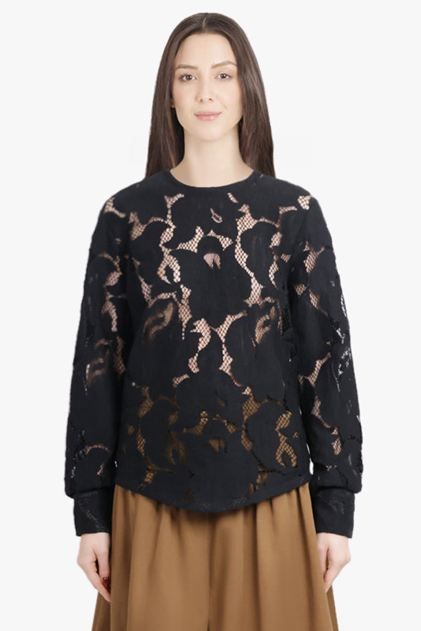 LACE L/S BALLOON SLEEVE | BLACK - 3