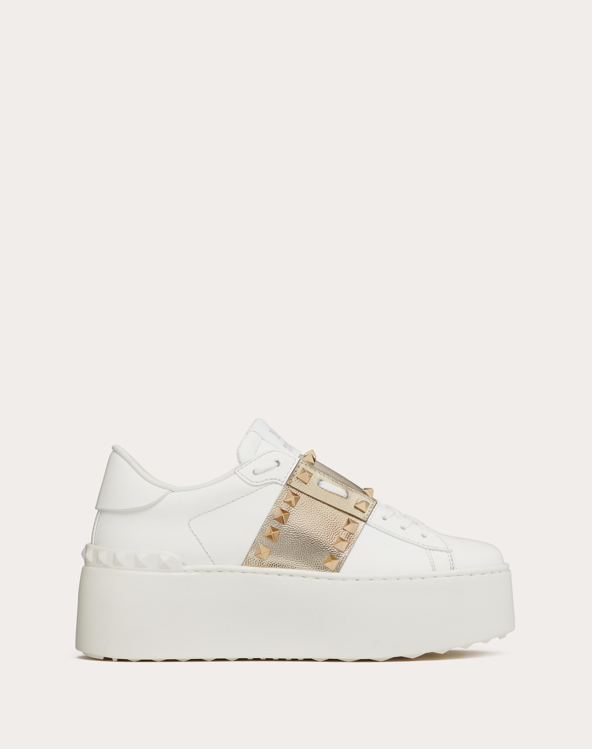 FLATFORM ROCKSTUD UNTITLED SNEAKER IN CALFSKIN WITH METALLIC BAND - 1