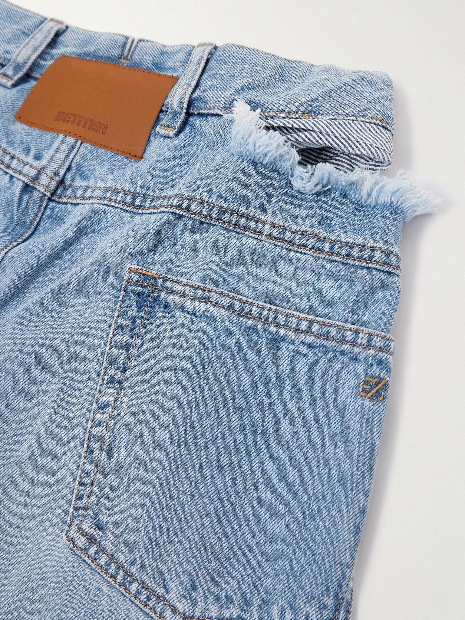 Wrap-effect frayed mid-rise straight-leg jeans Mid denim - 6
