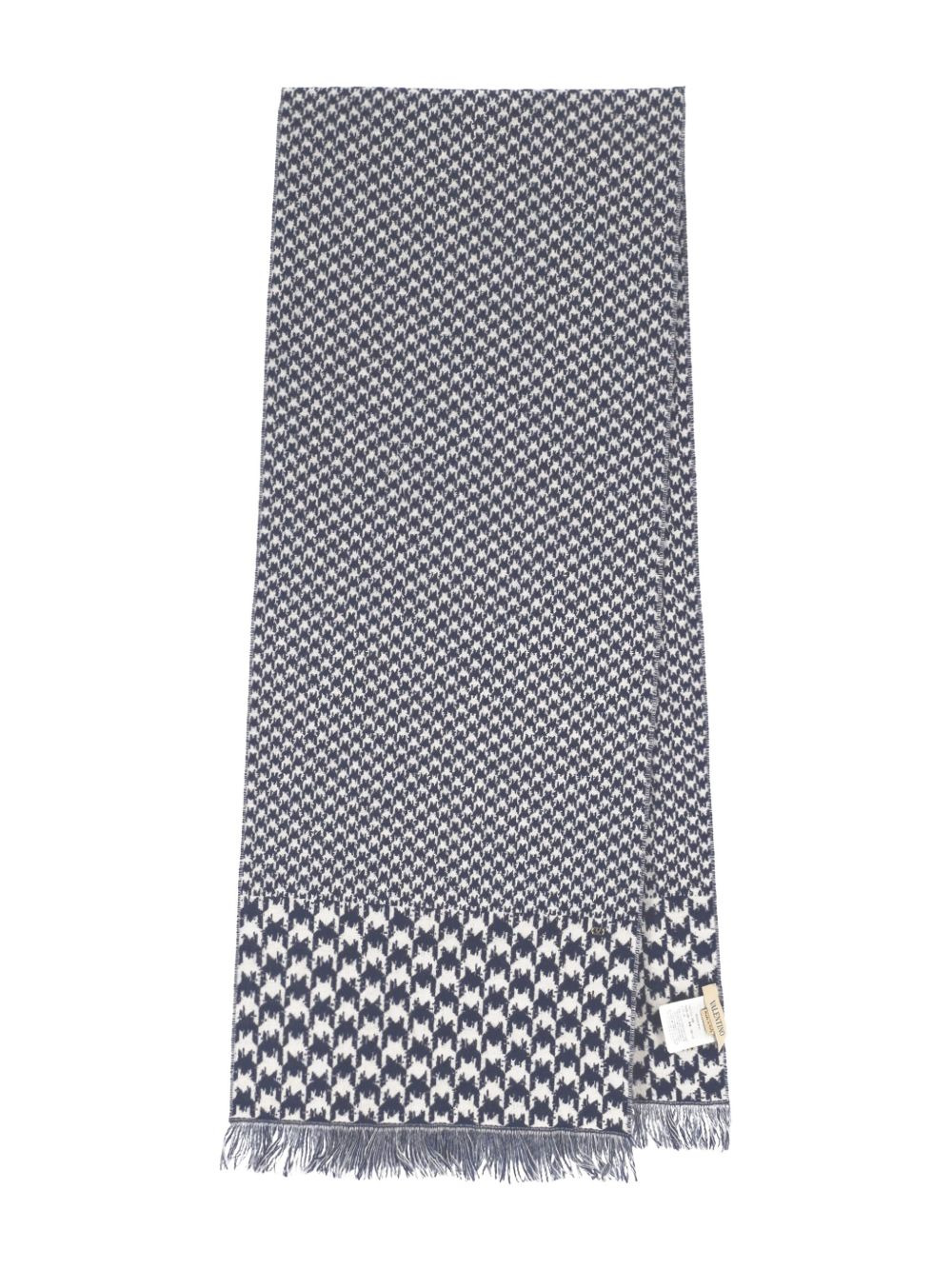 houndstooth-pattern fringed-edges scarf - 2