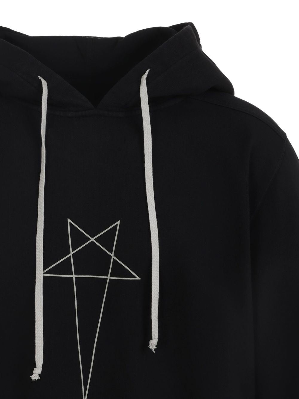 star-embroidered drawstring hoodie - 3