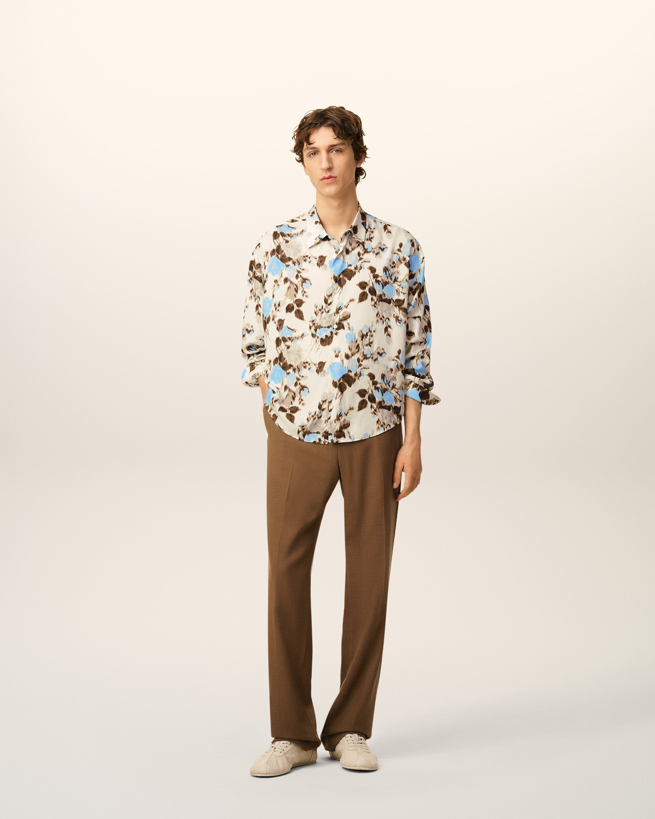 BLUE FLOWER PRINTED BOXY SHIRT - 5
