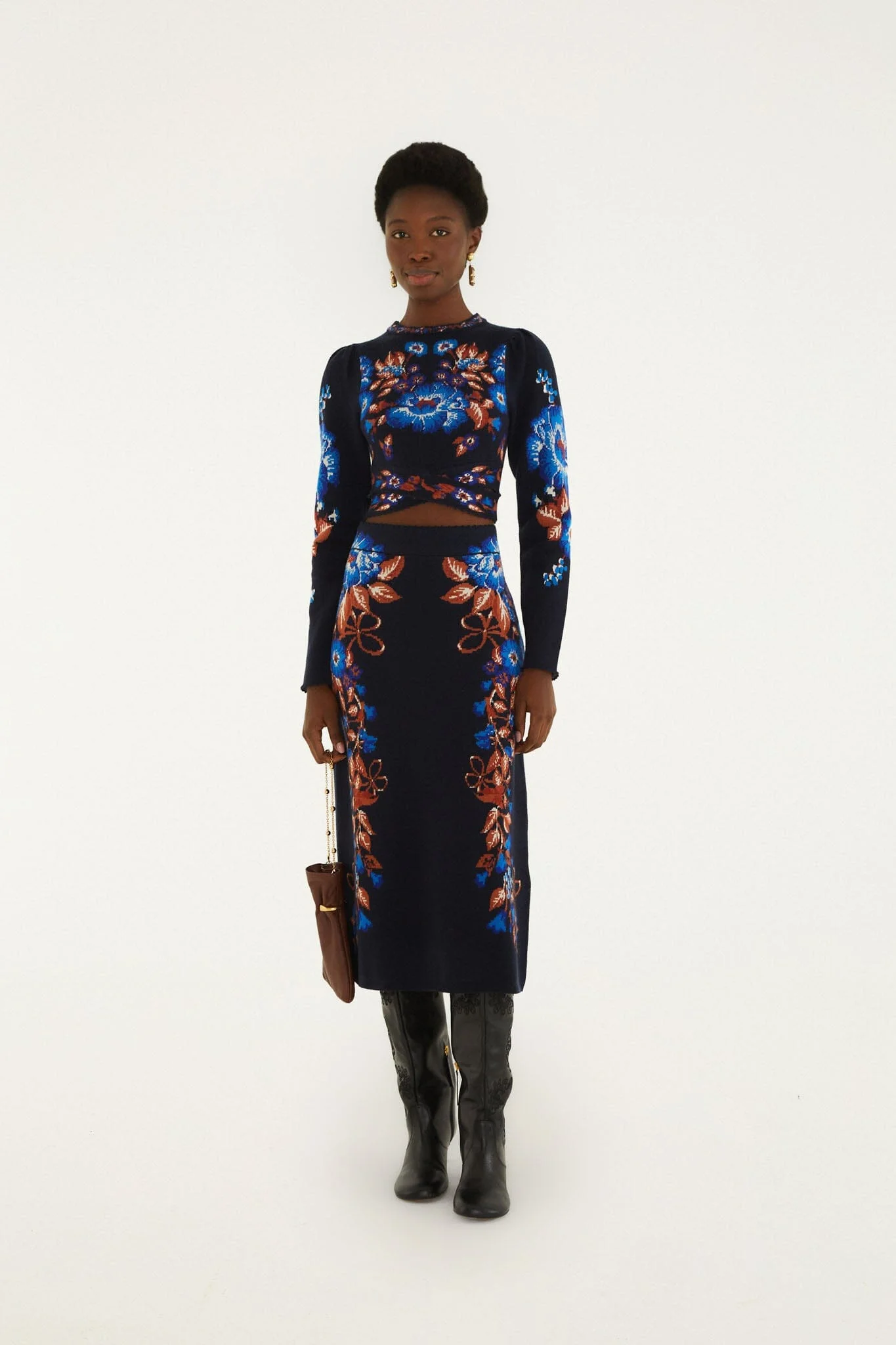 Bow Garden Knit Midi Skirt - 1