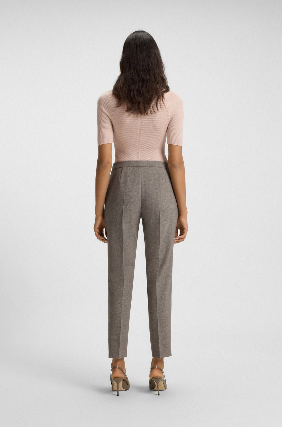 REGULAR-FIT PANTS IN A MICRO-PATTERN WOOL BLEND - 4