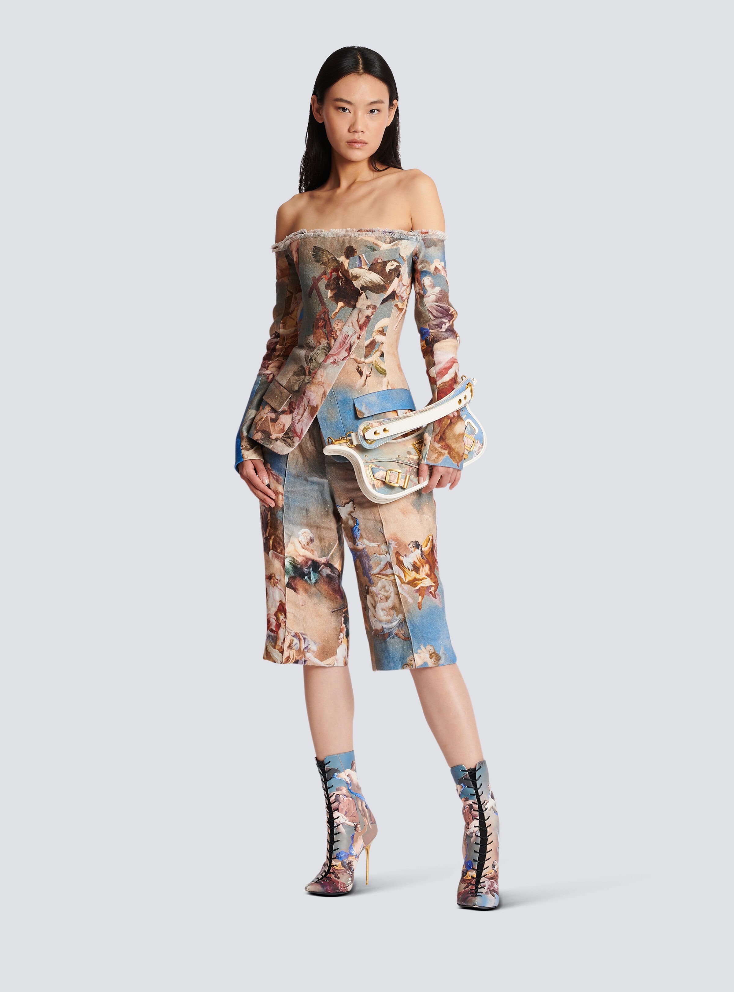 Sky printed canvas Bermuda shorts - 2
