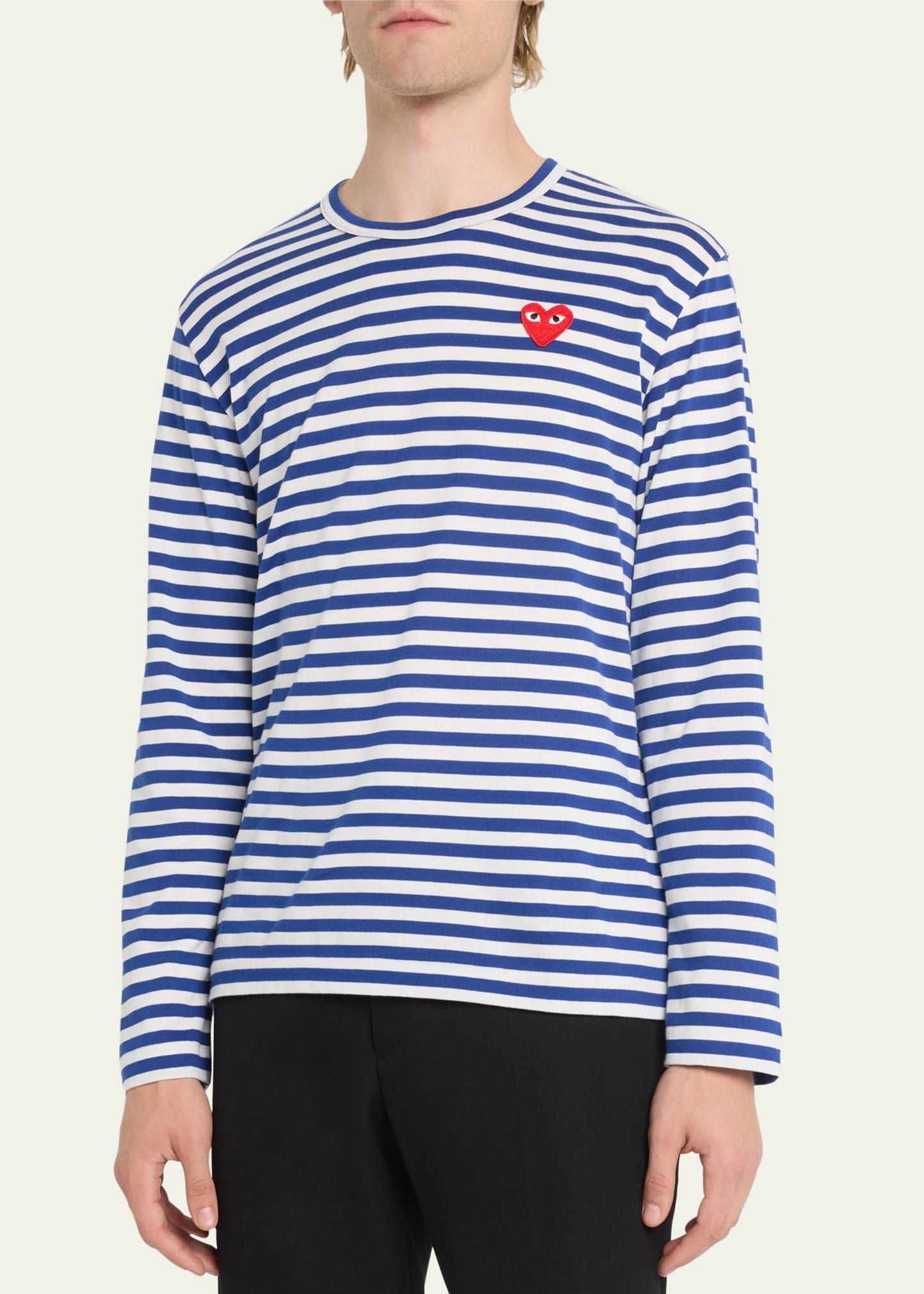 Men's Striped T-Shirt with Small Heart - 4