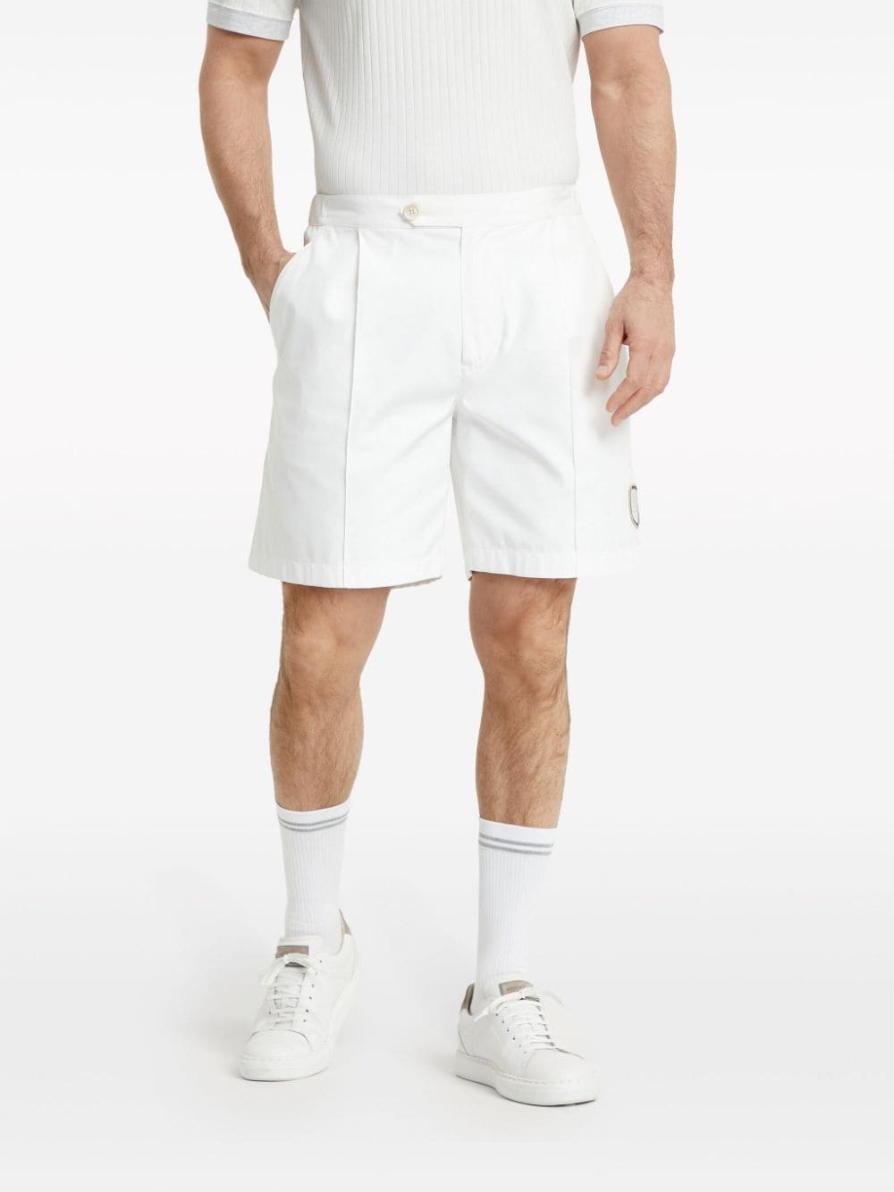 logo-appliquÃ© tailored shorts - 3