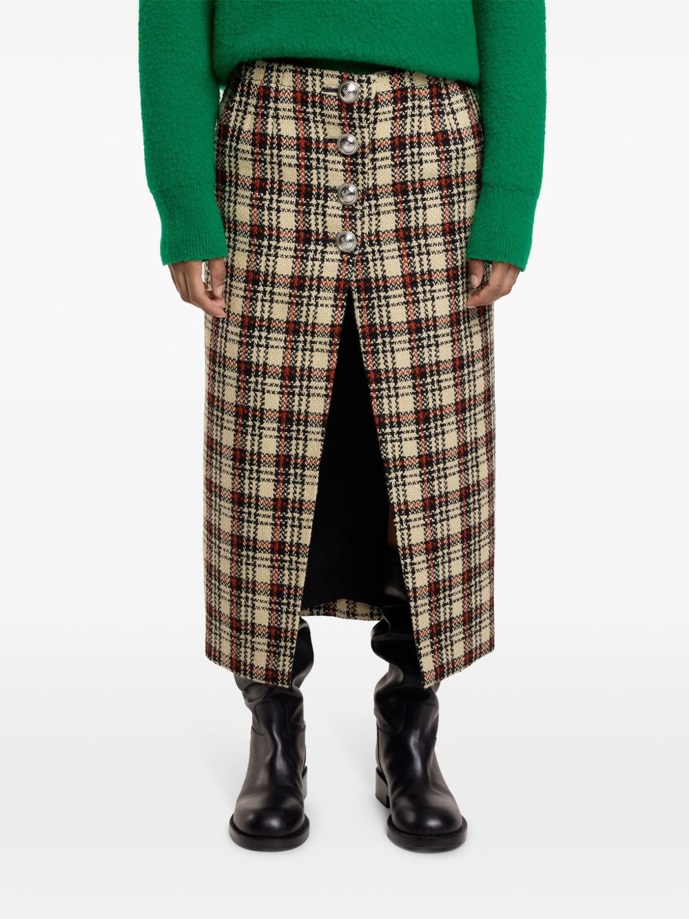 tartan-pattern midi skirt - 3