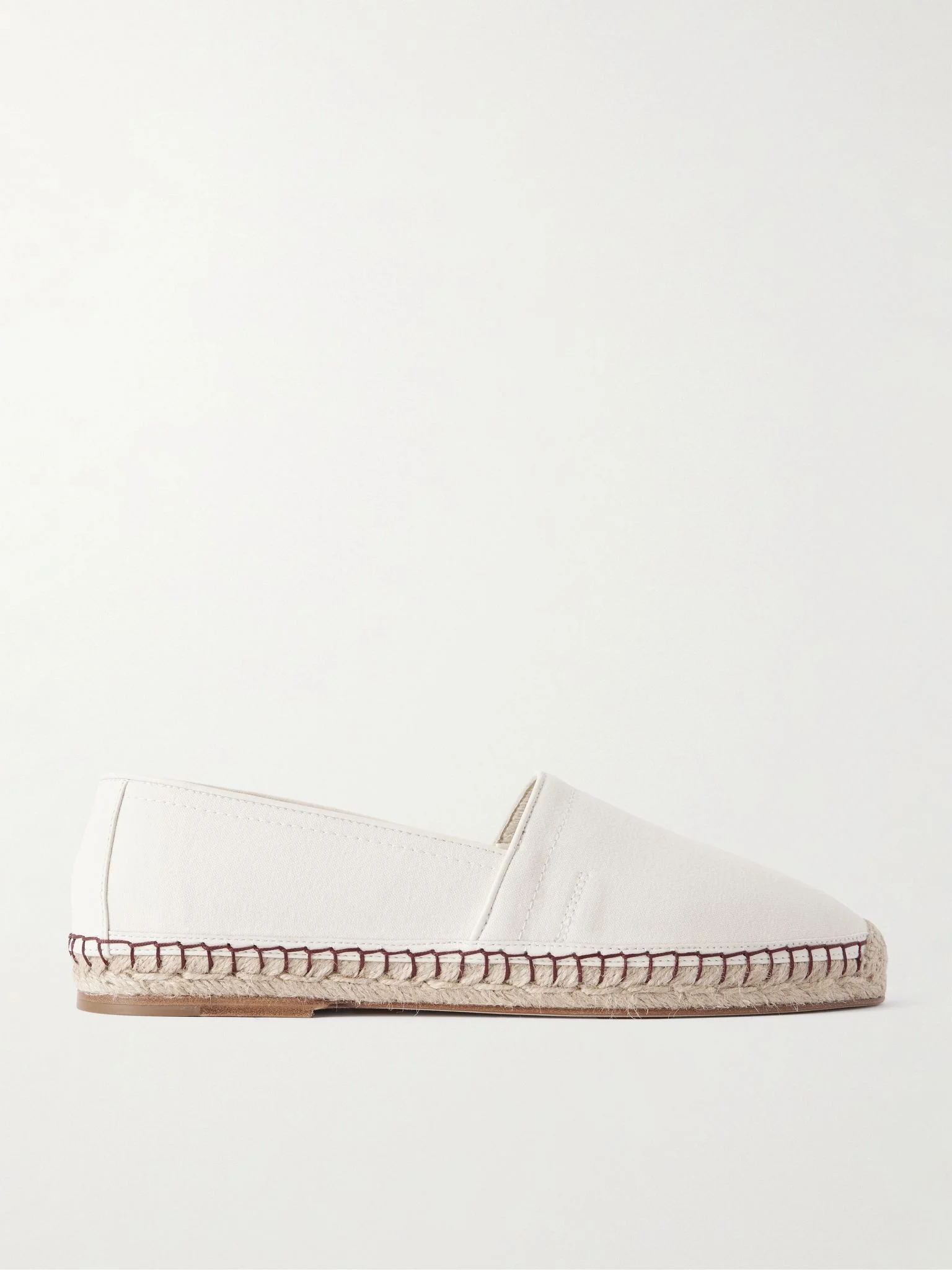 Leather-Trimmed Canvas Espadrilles Cream - 1