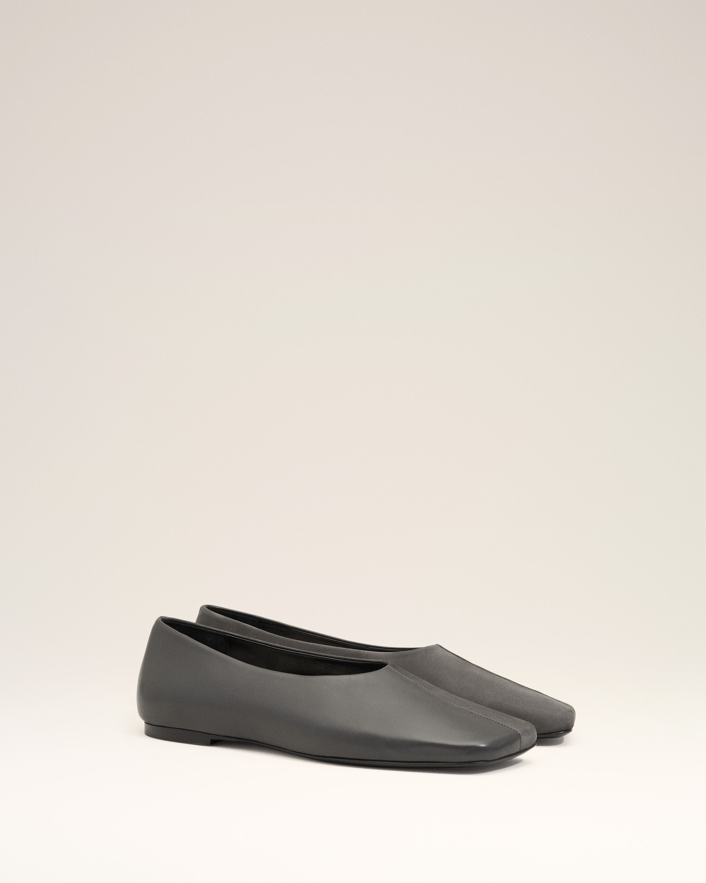 BLACK LEATHER BICOLOR BALLERINAS - 3