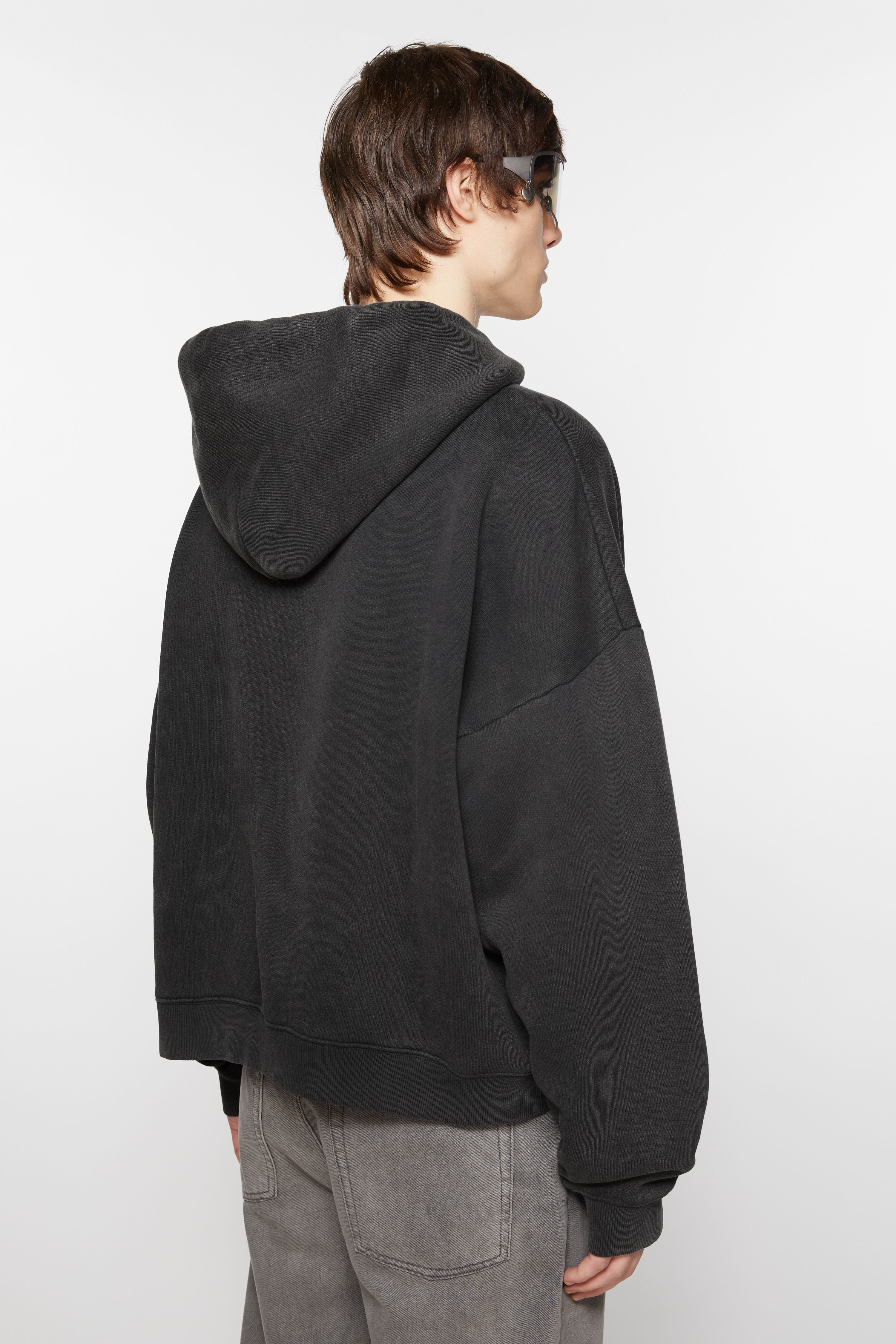 Printed hooded sweater - Faded black - 3
