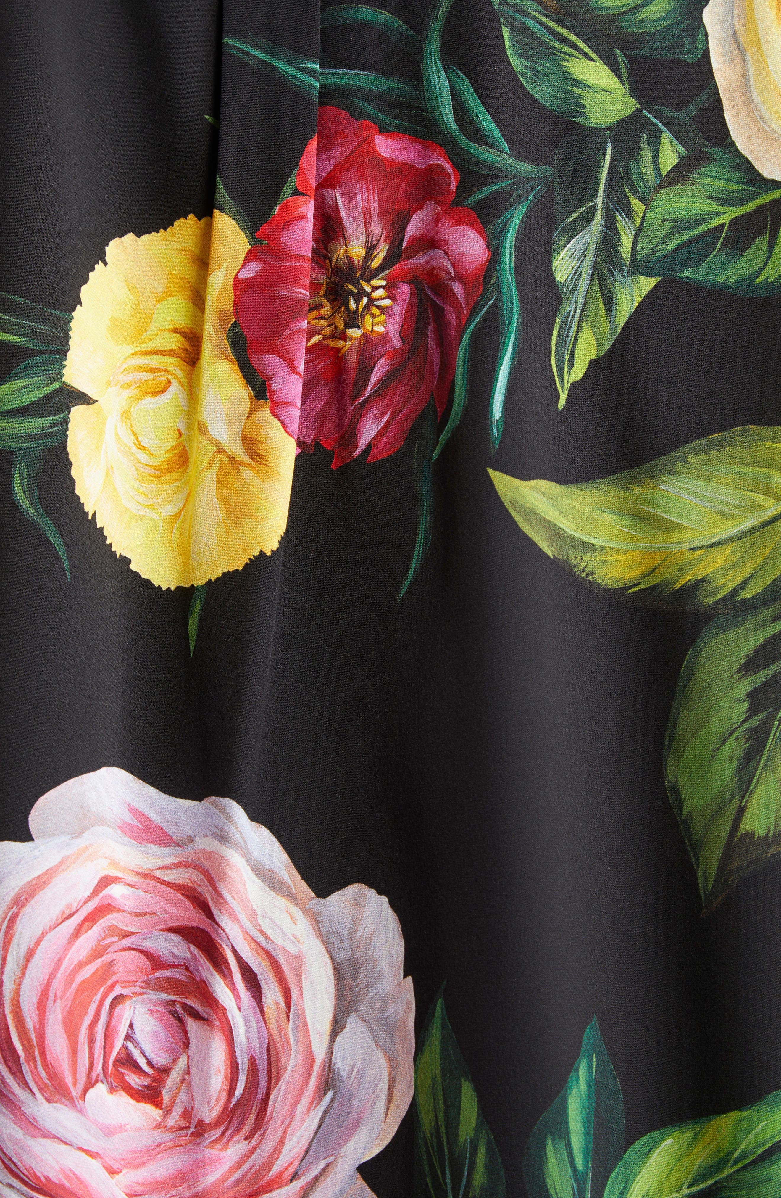 Dolce&Gabbana Peony & Rose Floral Charmeuse Button-Up Shirt in Peonie/Rose F.nero at Nordstrom - 7