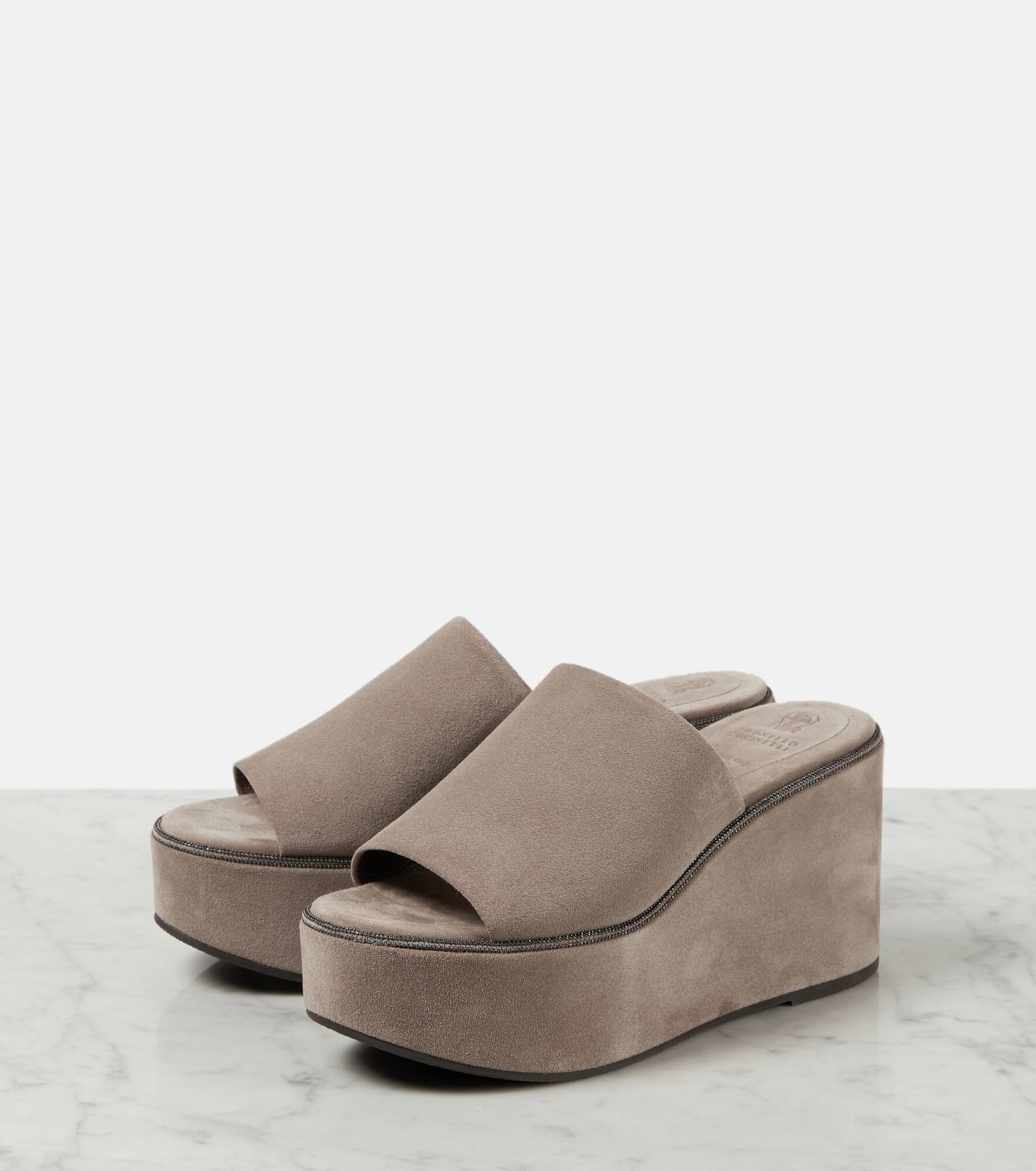 Suede platform slides - 5