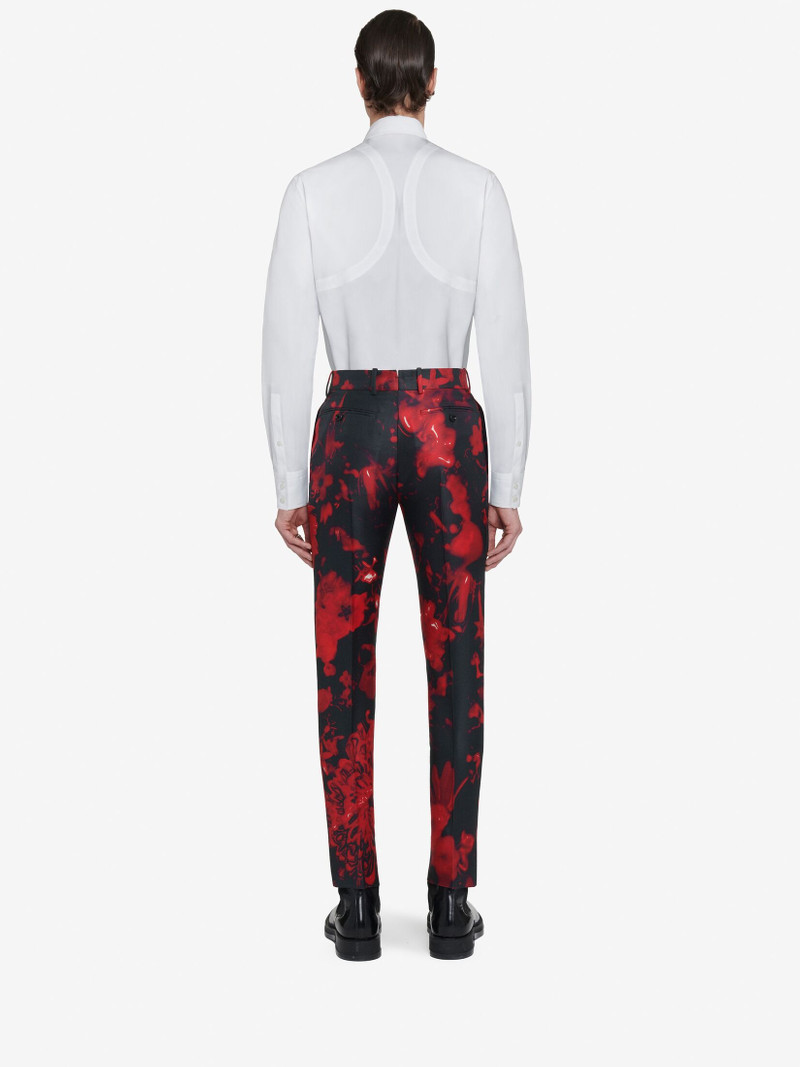 Men's Wax Flower Cigarette Trousers in Black/red 3
