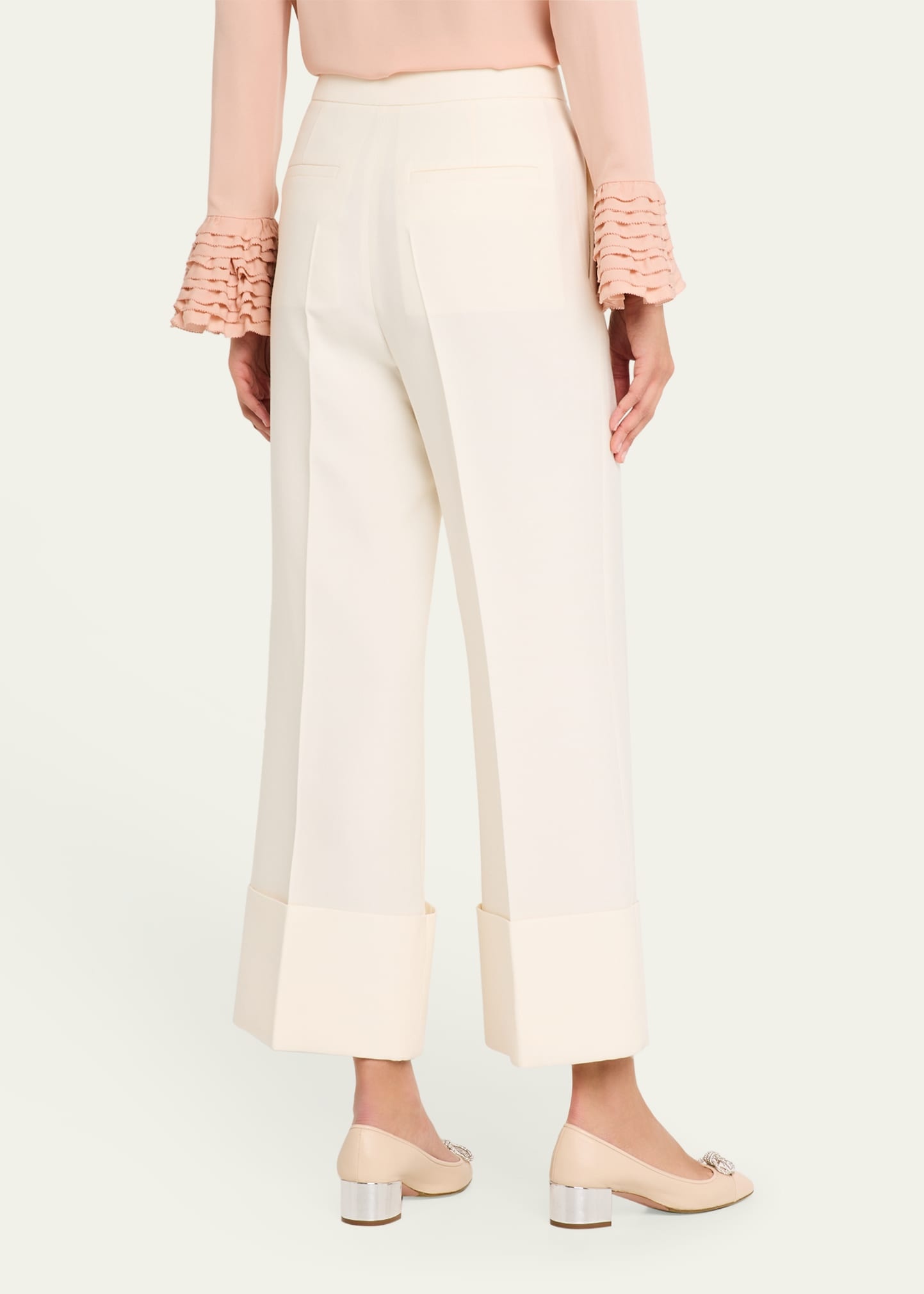 Wide-Leg Cuffed Trousers - 3