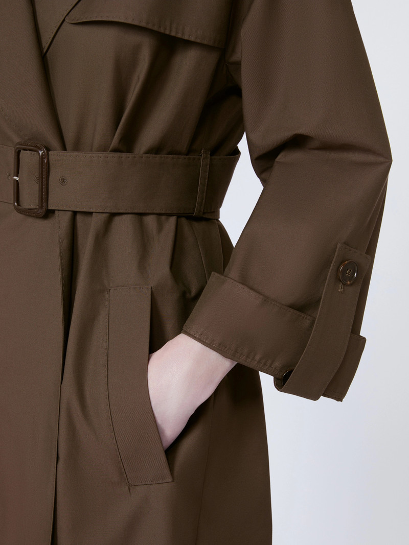 AMOUR Belted water-repellent twill trench coat - CHOCOLATE 5