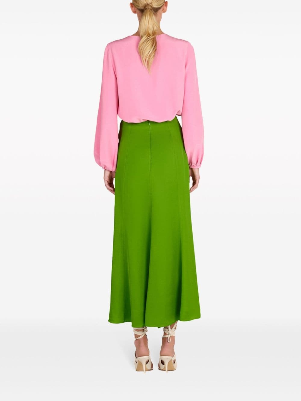 lace-up silk shirt - 3