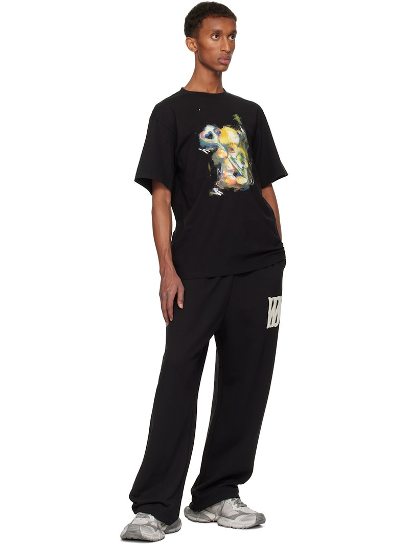 We11done Black Bouclé Letter Logo Sweatpants outlook