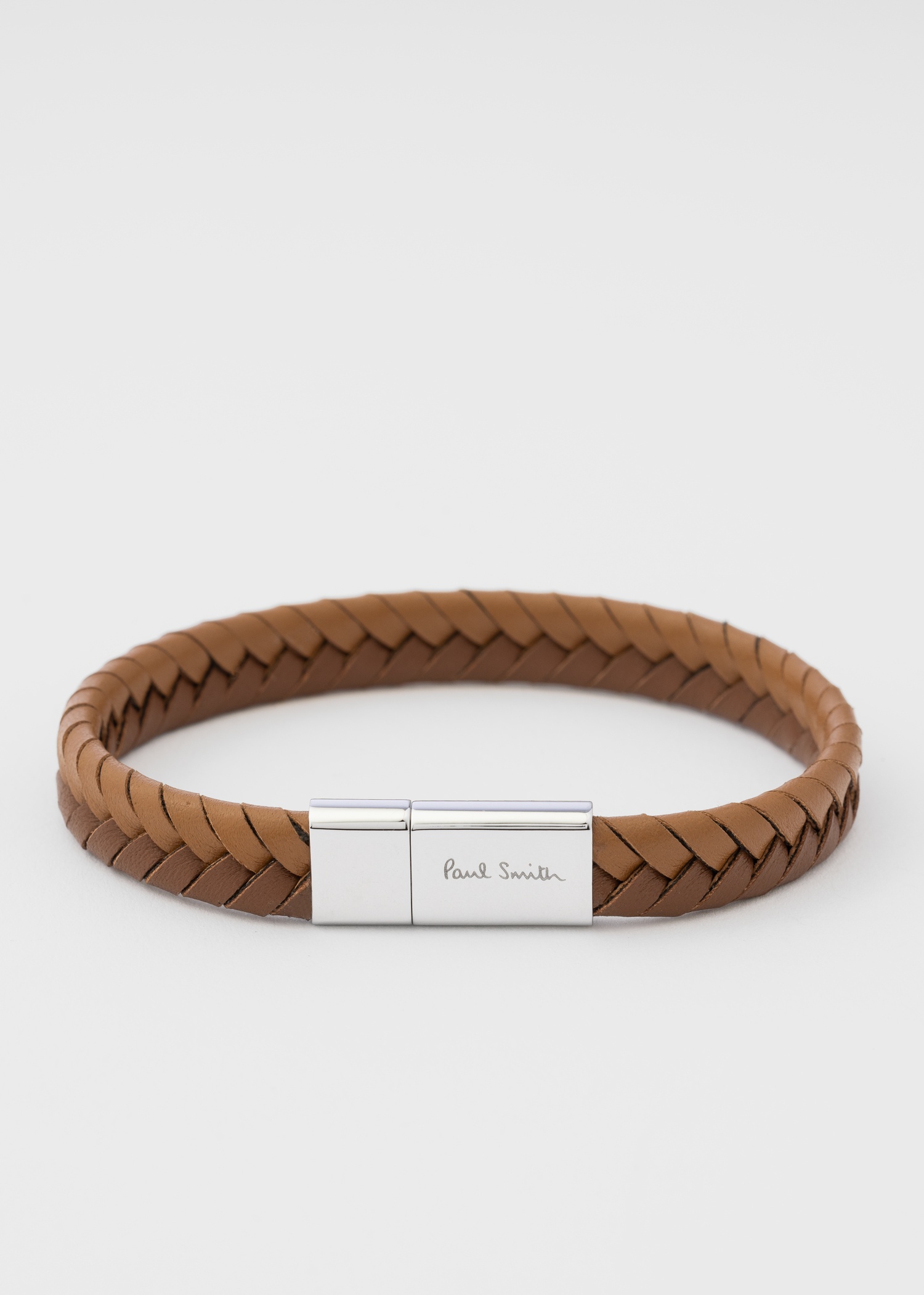 Tan Two-Tone Braided Leather Bracelet - 3