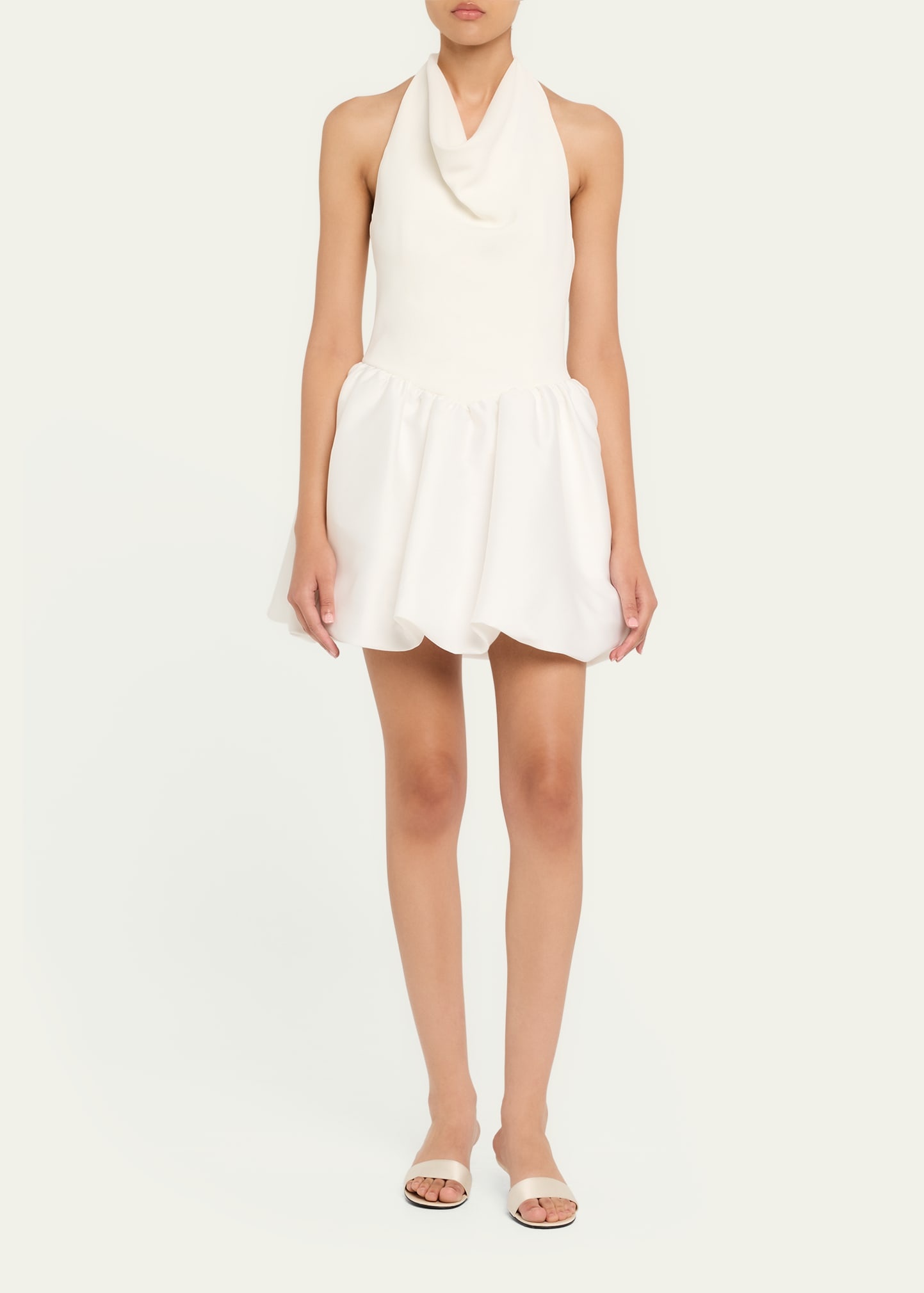 Crepe Bubble-Hem Halter Mini Dress - 2