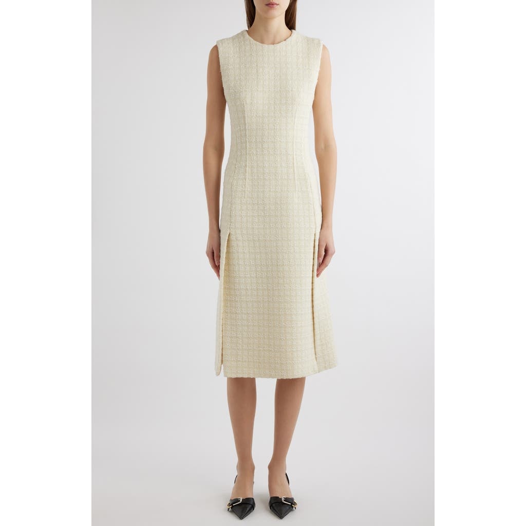 Givenchy Givenchy Sleeveless Wool Blend Tweed Midi Dress in Ecru