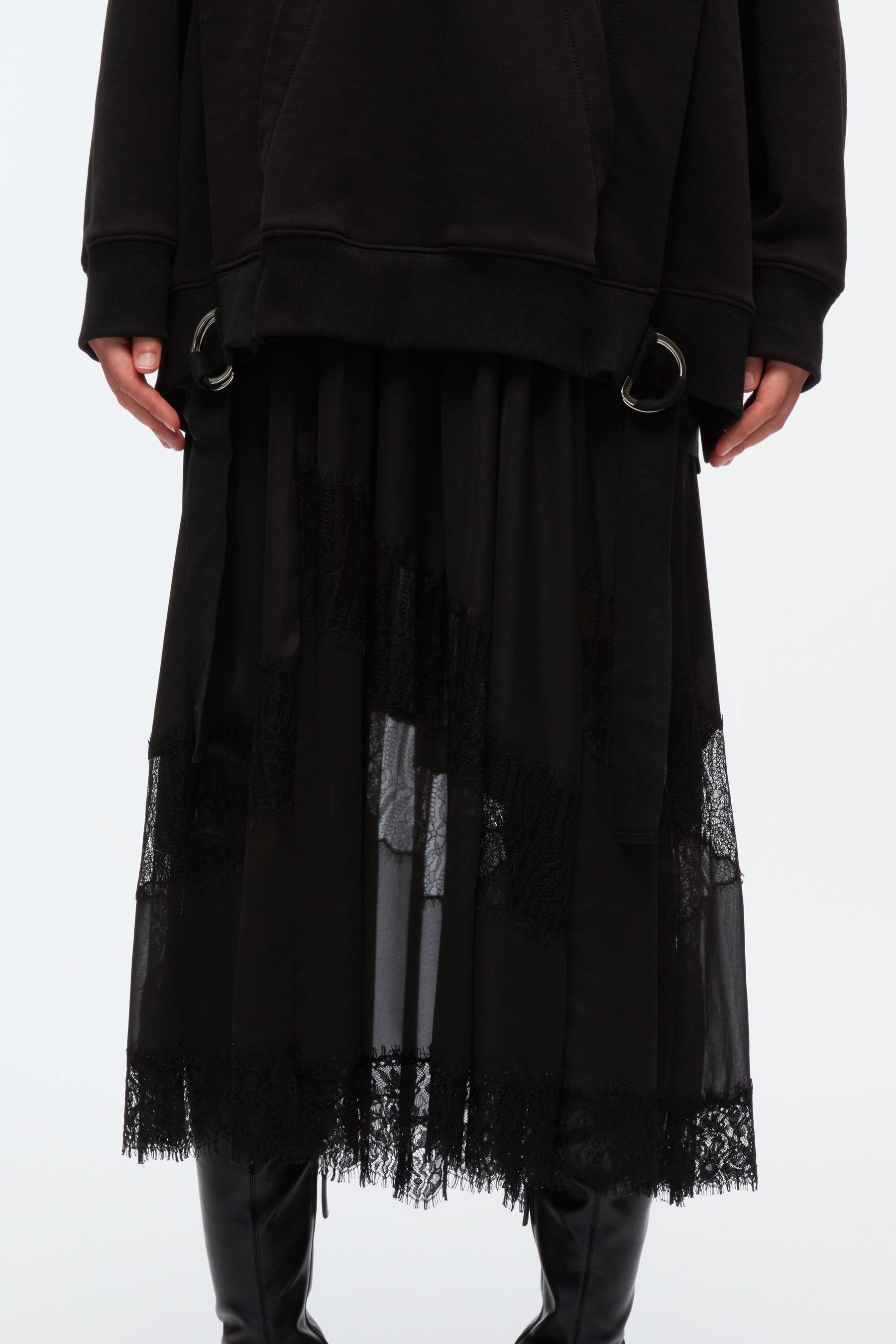 Lace Trim Hoodie Dress - 5