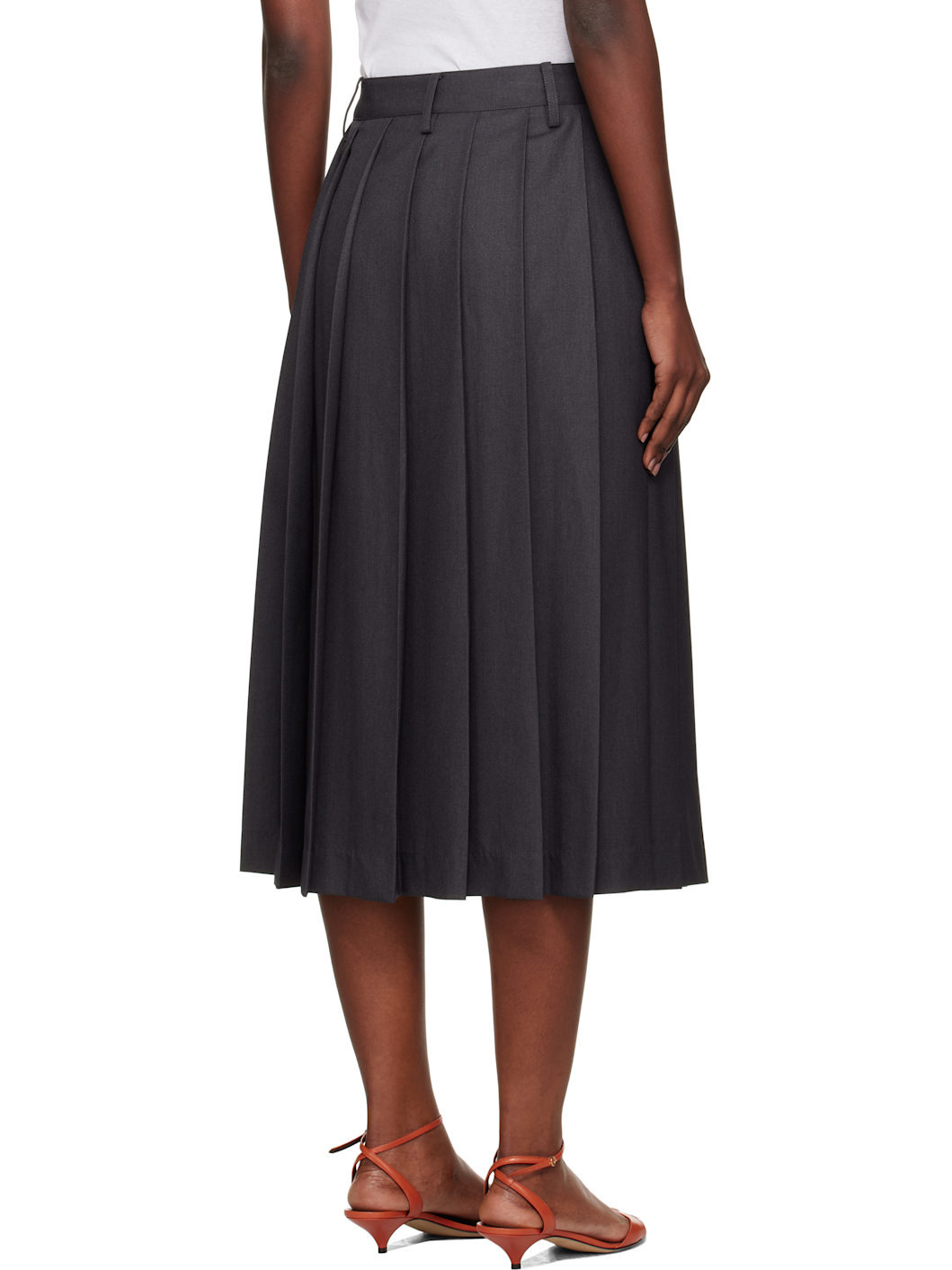 Gray Pleats Midi Skirt - 3