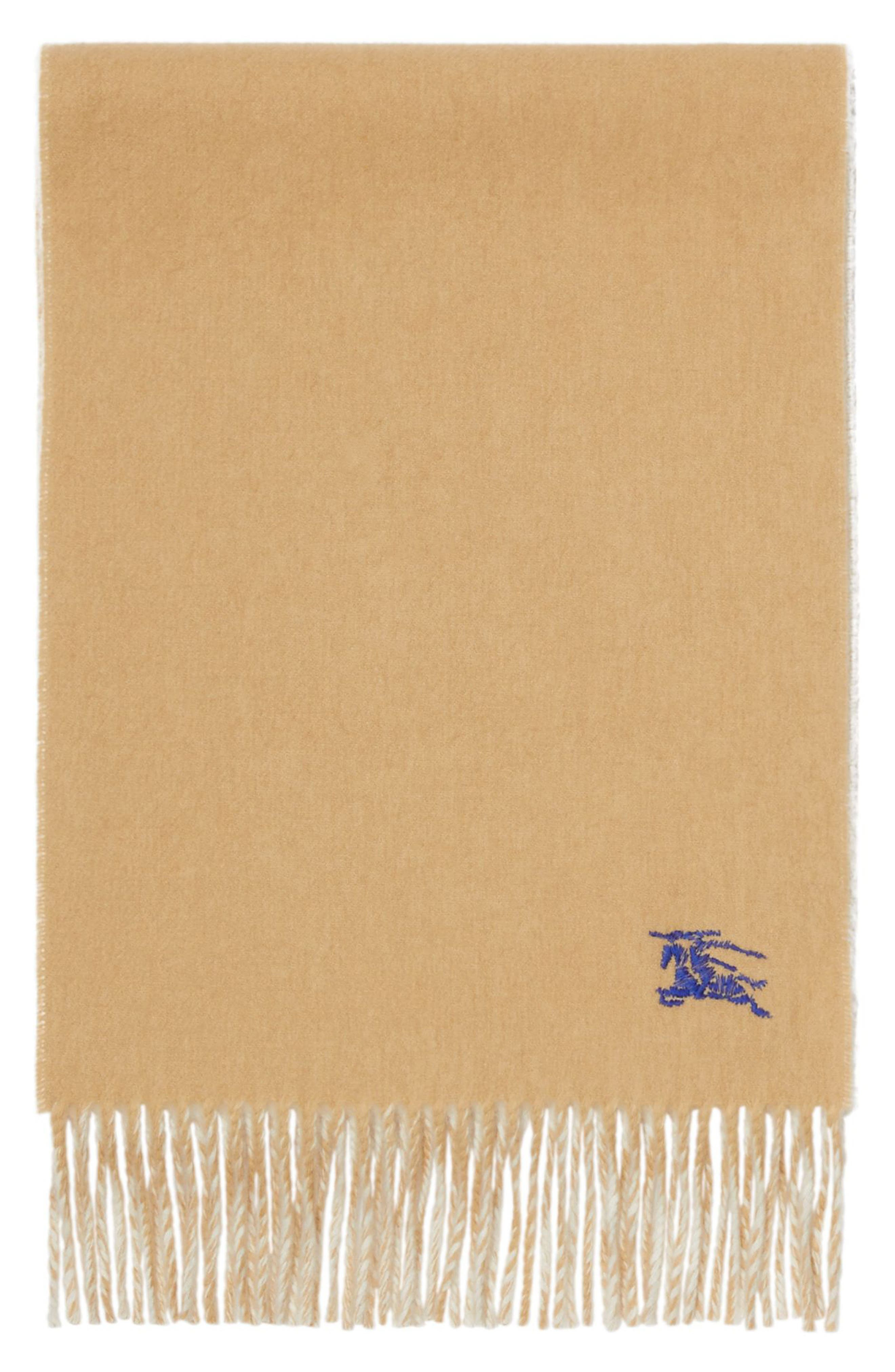 burberry Embroidered Knight Reversible Cashmere Scarf in Sand/Neutral at Nordstrom - 2