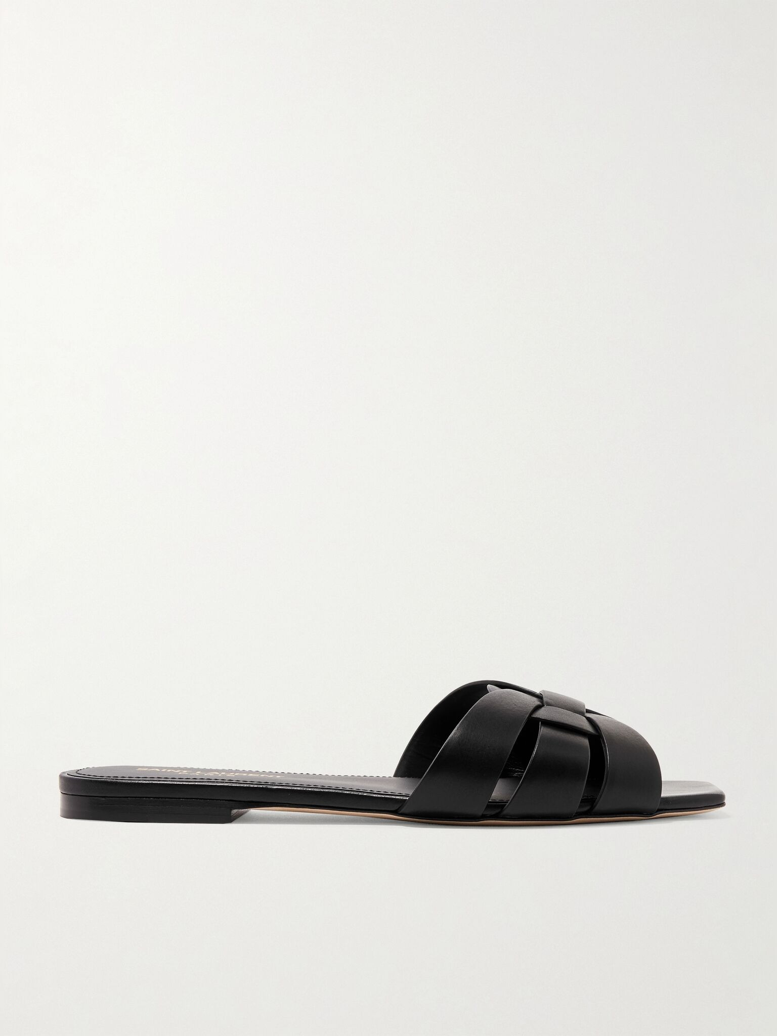 Tribute woven leather slides Black - 1