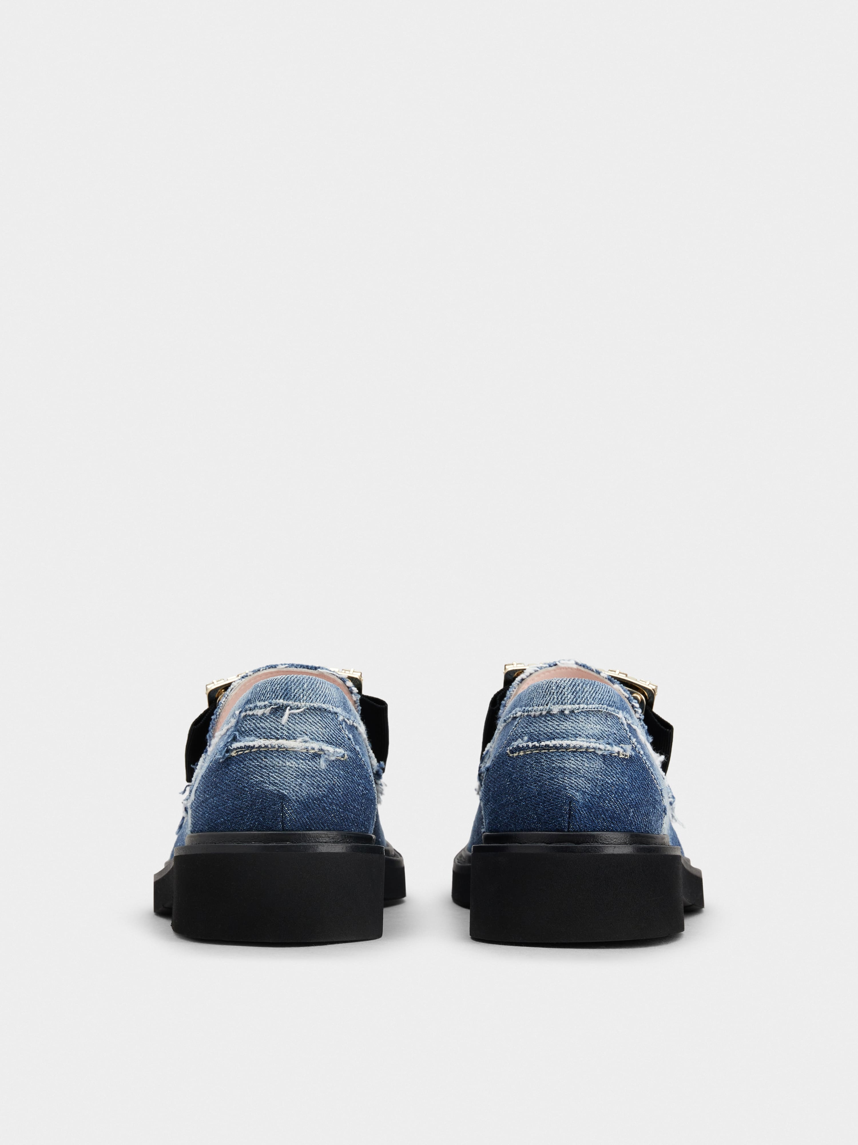 Viv' Rangers Strass Buckle Loafers in Denim - 5