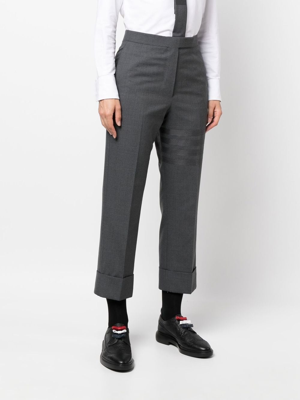 4-Bar stripe cropped wool trousers - 3