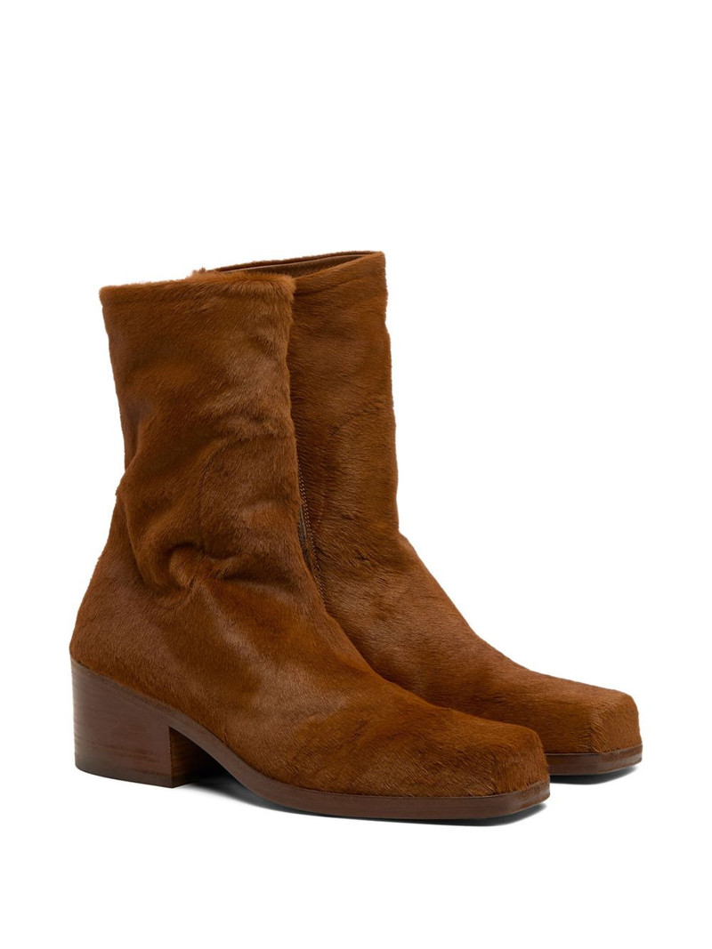 Marsèll square-toe calf hair boots outlook