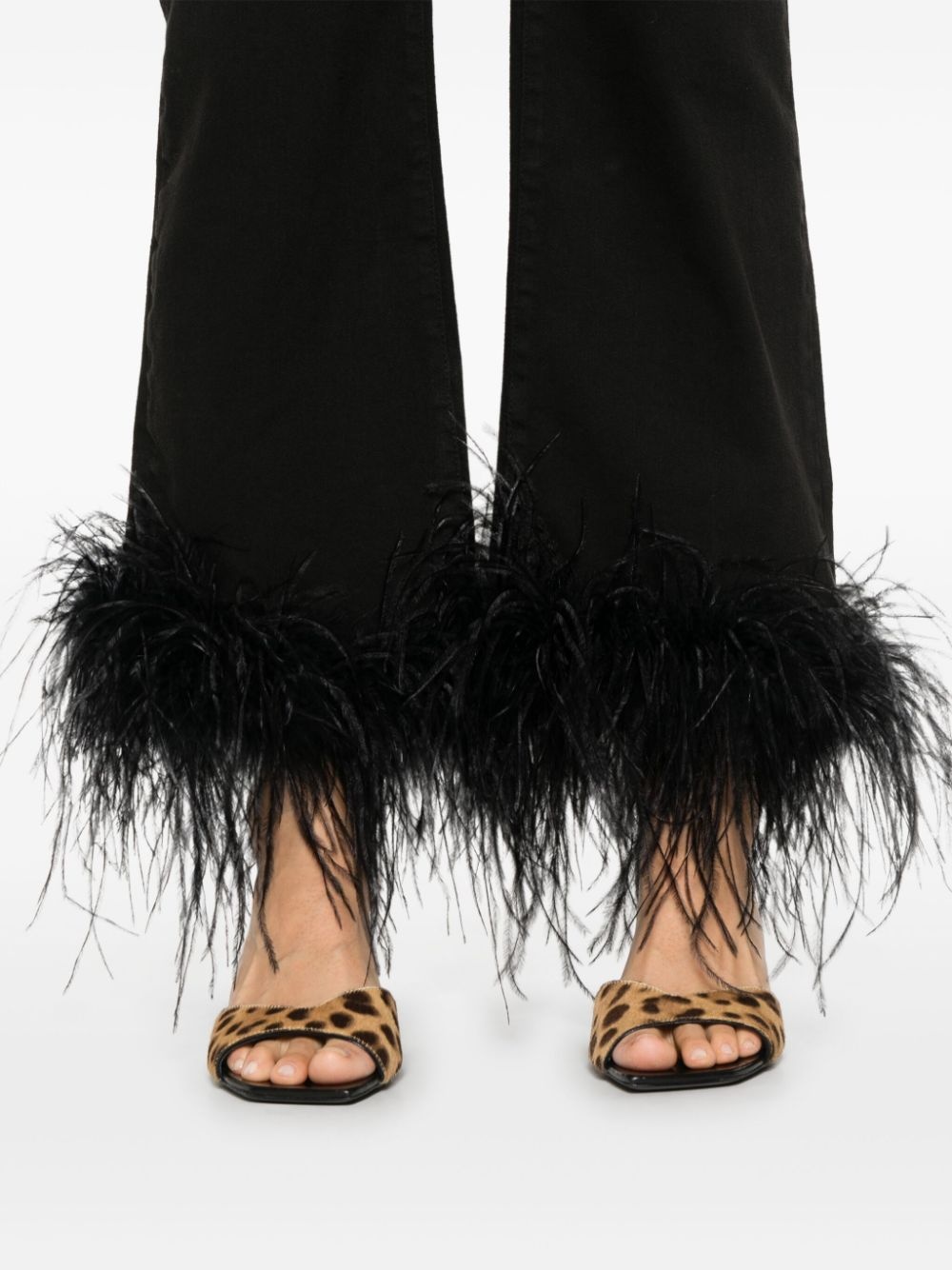 feather-trim jeans - 5