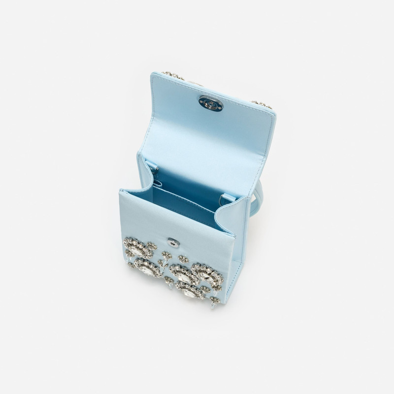 self-portrait Blue Satin Crystal Mini Bow Bag outlook