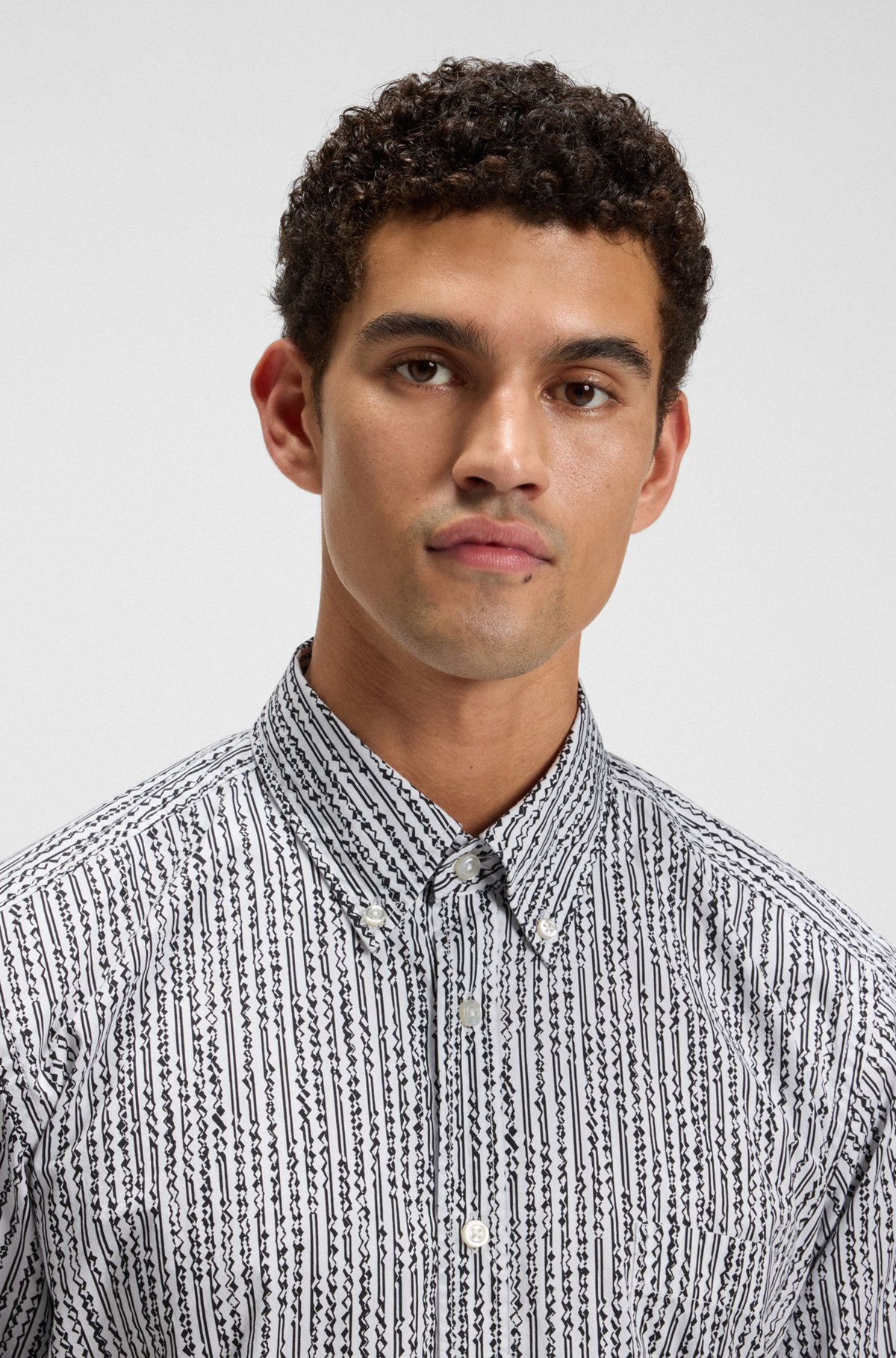 REGULAR-FIT SHIRT IN PRINTED COTTON VOILE - 3