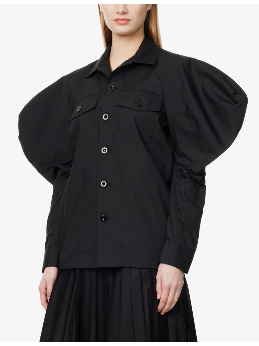 Exaggerated-Sleeve Regular-Fit Woven Shirt - 3