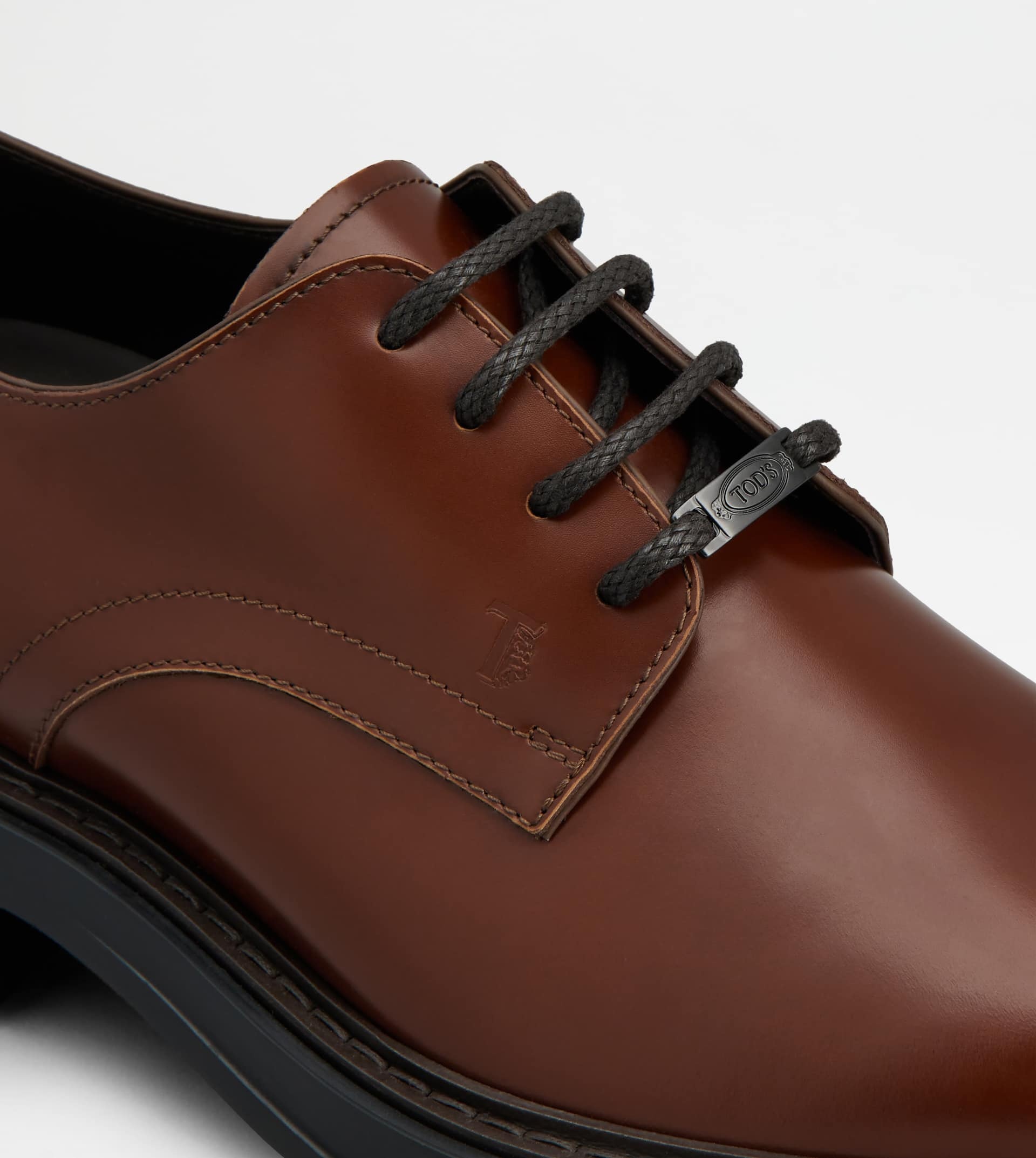 LACE-UPS IN LEATHER - BROWN - 5