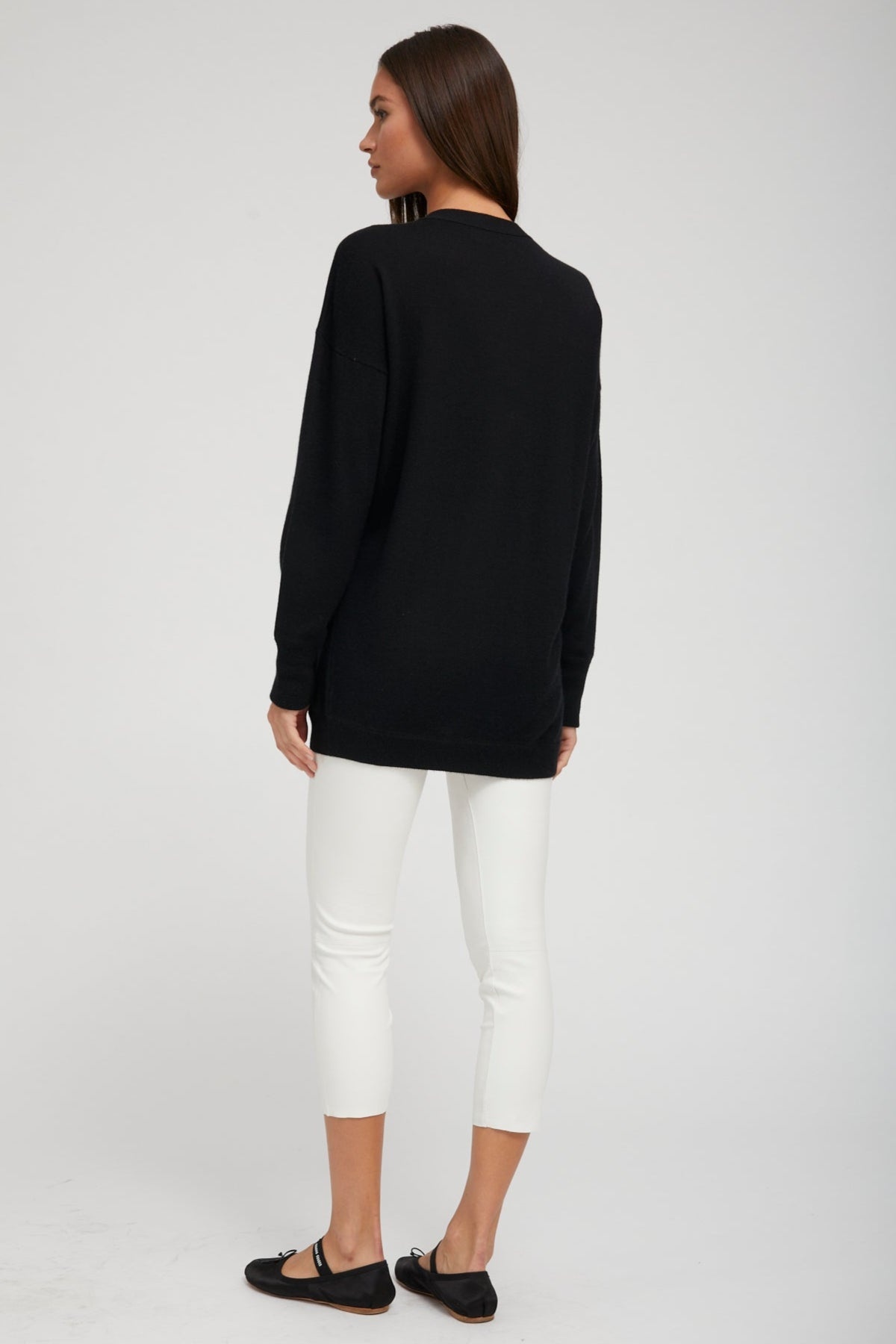 BLACK CASHMERE BOYFRIEND CARDIGAN - 3