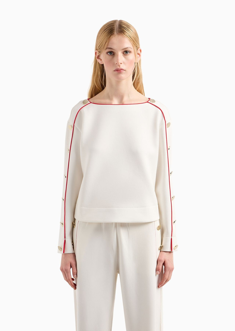 boat-neck sweatshirt with golden buttons 2