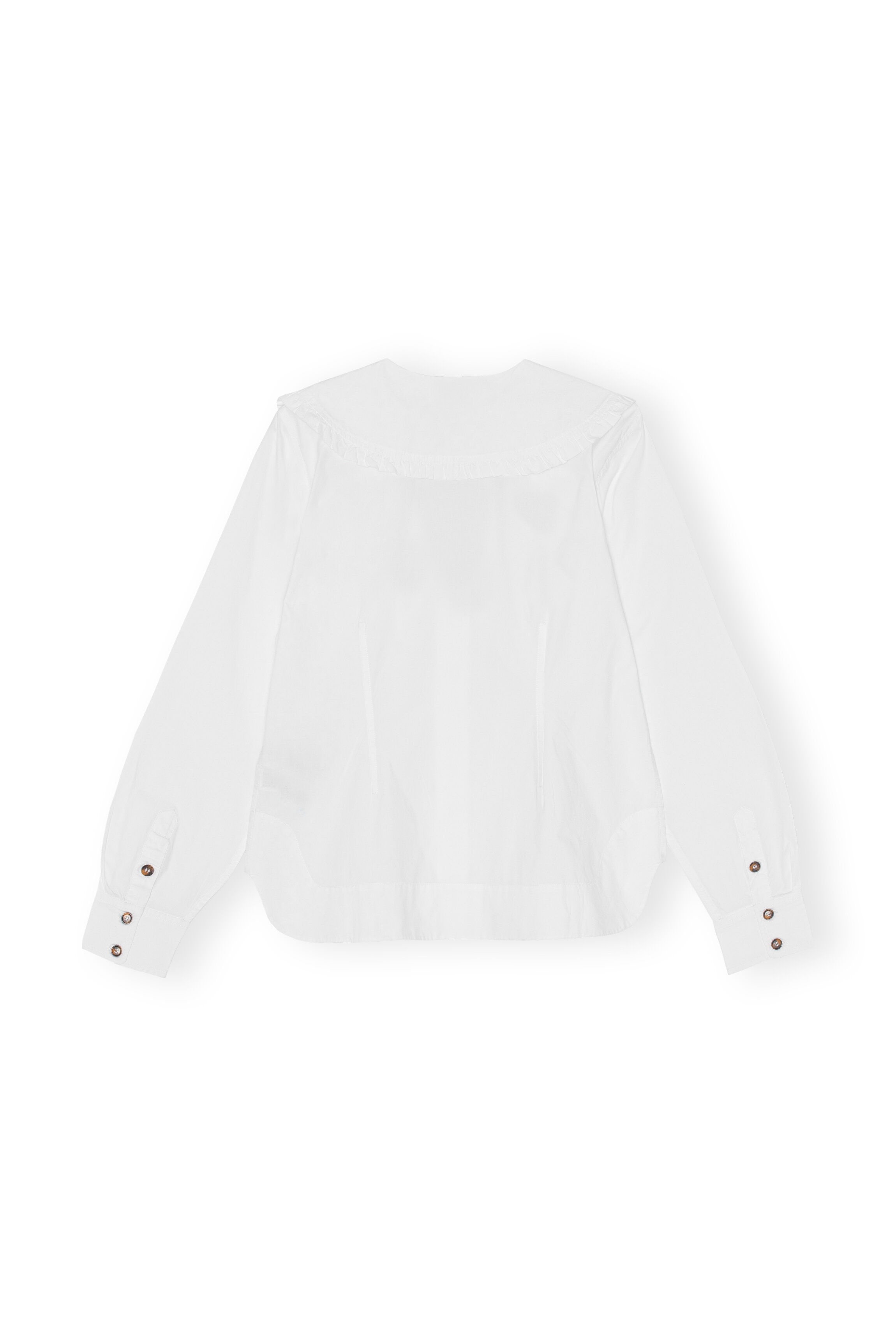 COTTON POPLIN V-NECK FRILL COLLAR SHIRT - 6