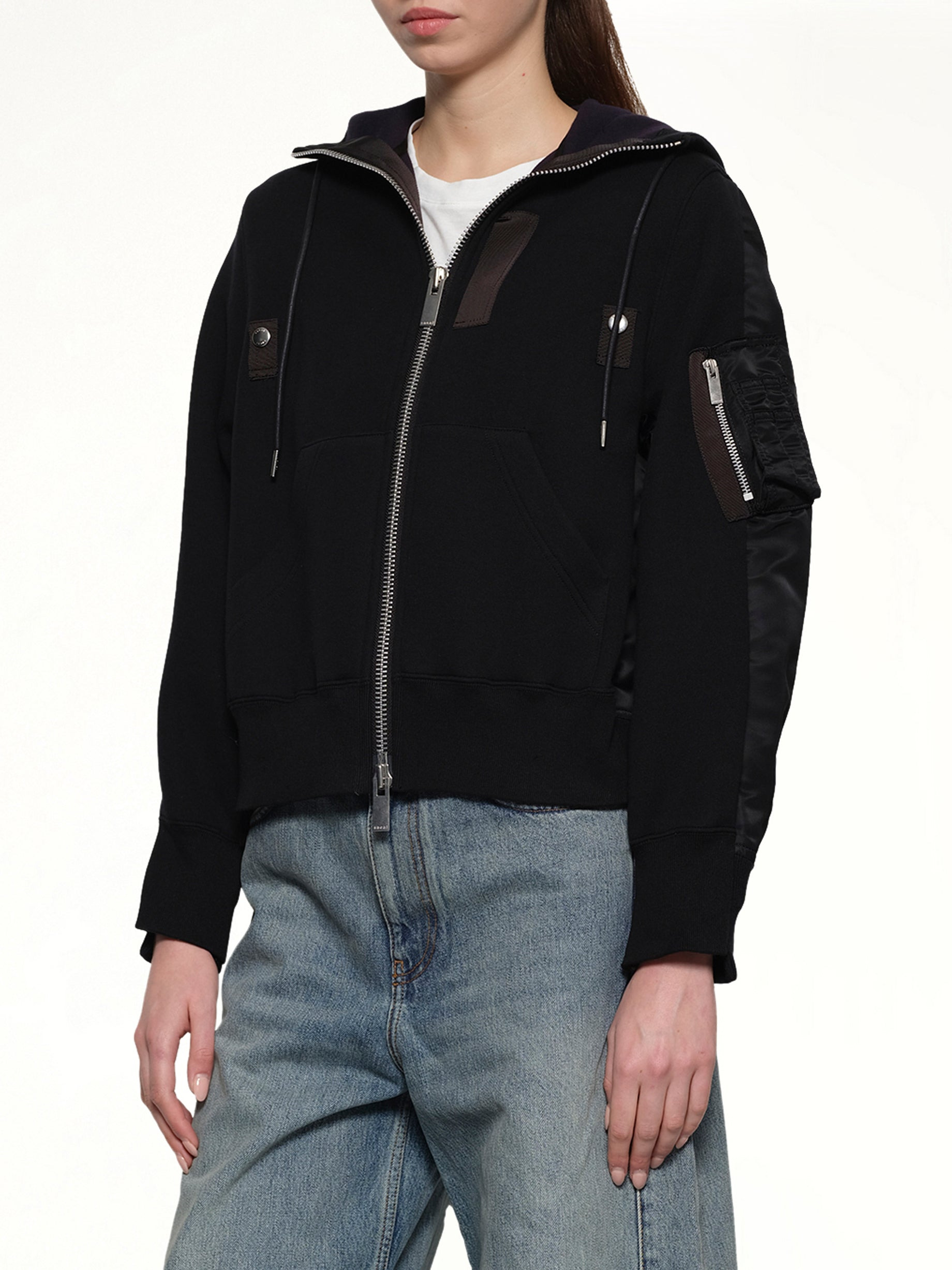 Sponge x Nylon Twill Hoodie in Black - 6