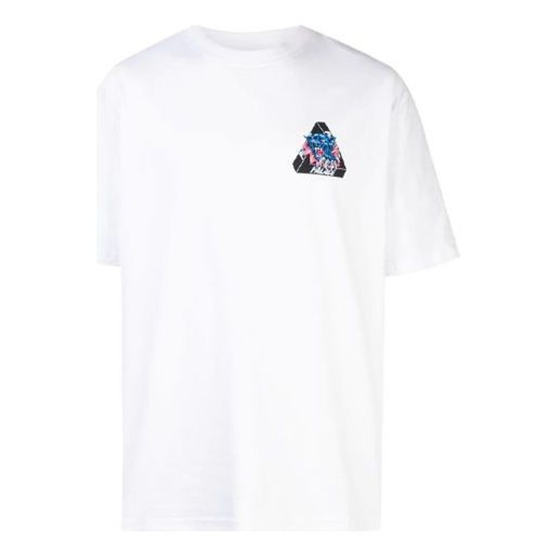 남자의 PALACE 찢긴 가슴 로고 인쇄 짧은 소매 백색 P17TS076T - 1