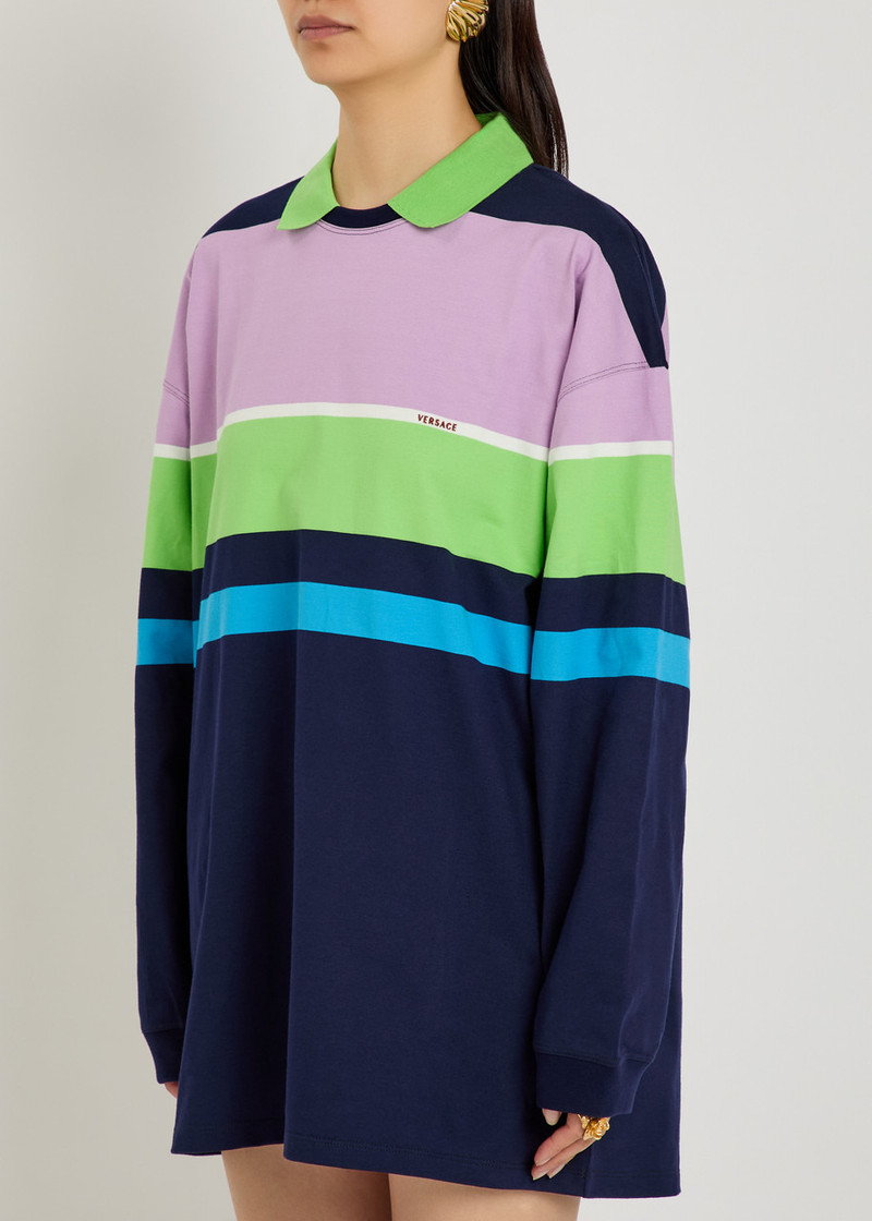 VERSACE Versace Striped Cotton Mini Sweatshirt Dress outlook