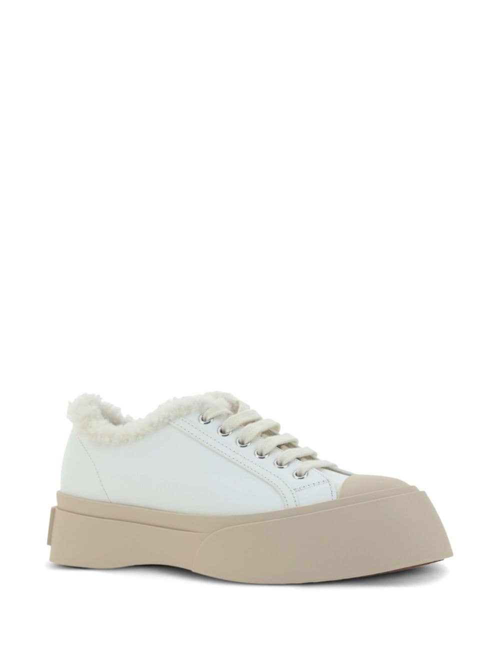 Pablo lace-up shearling-trim sneakers - 2