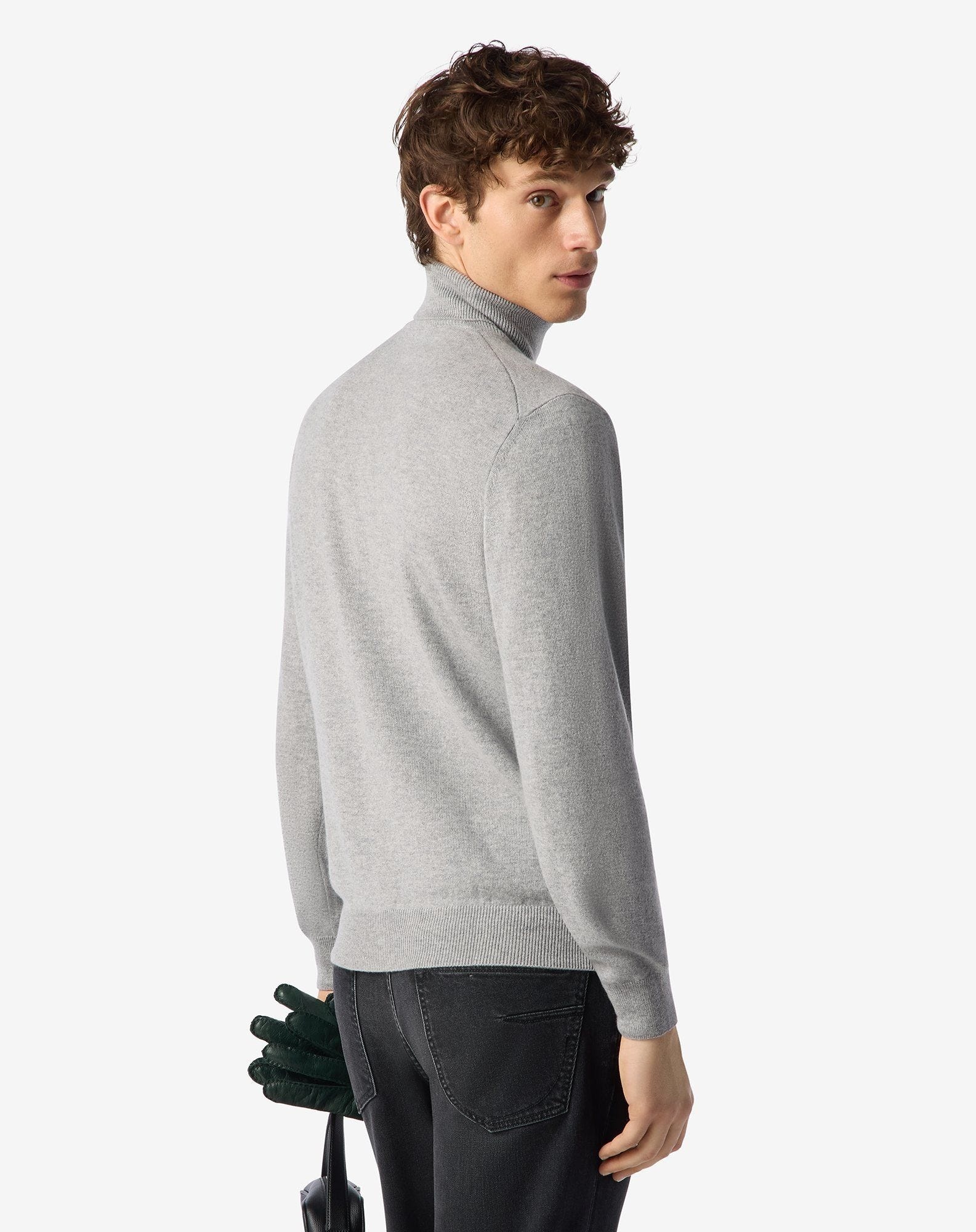Grey mélange turtleneck in sublime cashmere - 3